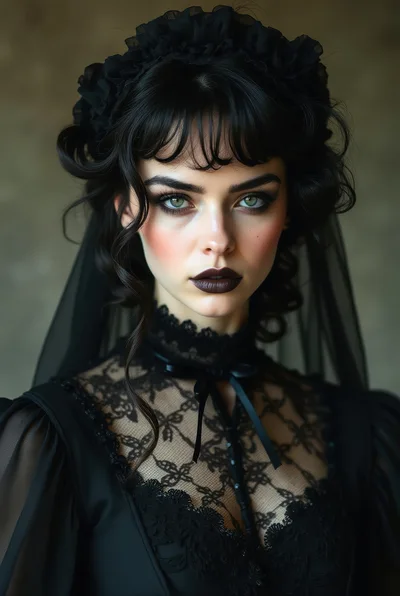 Portrait Of A Gothic Woman In Black Lace