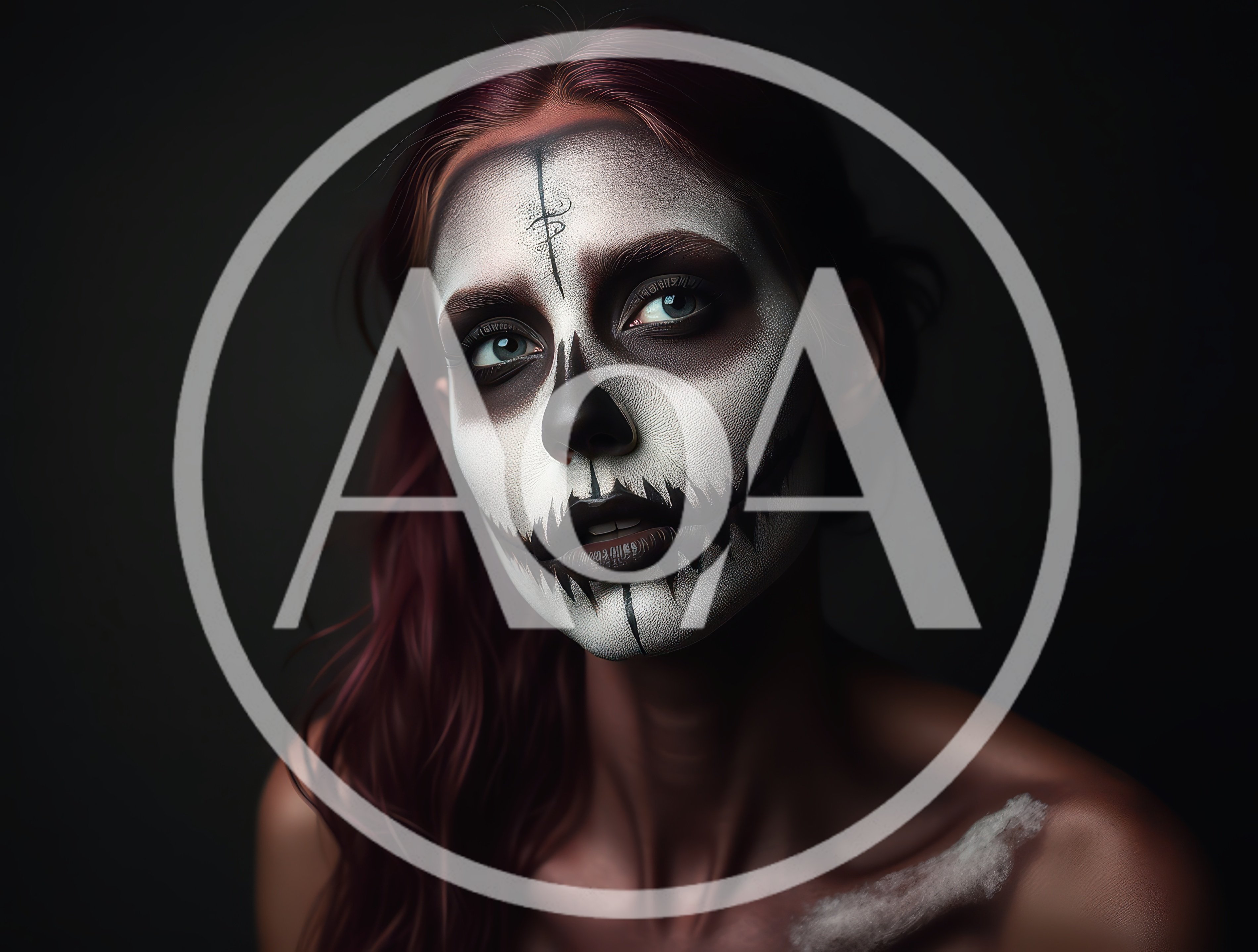 Woman With Intricate Skull Makeup For Halloween