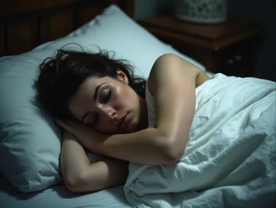 Young Woman Sleeping Peacefully In Bed At Night