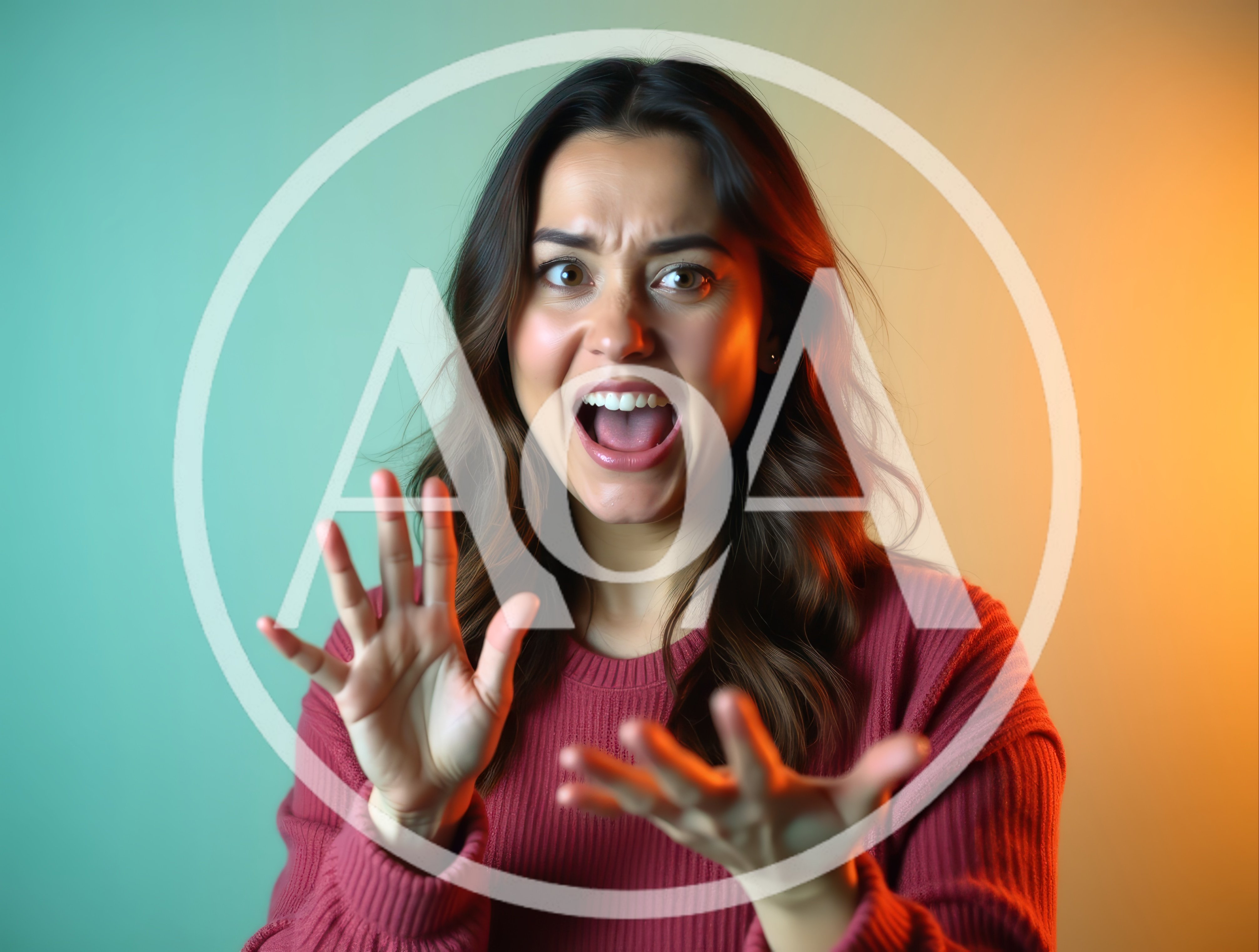 Surprised Woman Expressing Shock With Open Mouth And Gestures