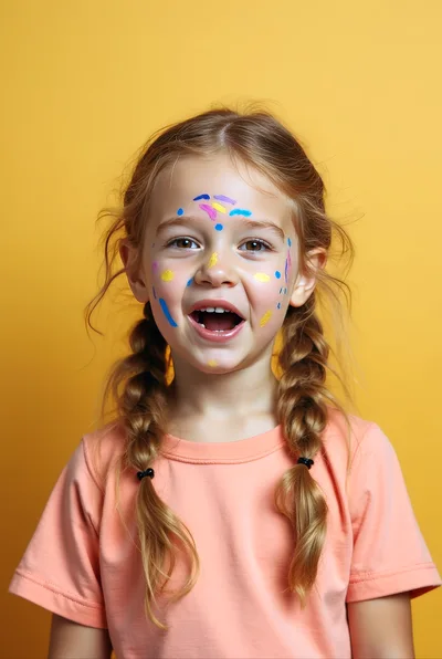 Happy Little Girl With Painted Face