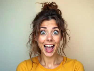 Surprised Young Woman With Wide Eyes And Open Mouth