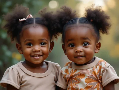Portrait Of Two Adorable Toddler Twin Sisters