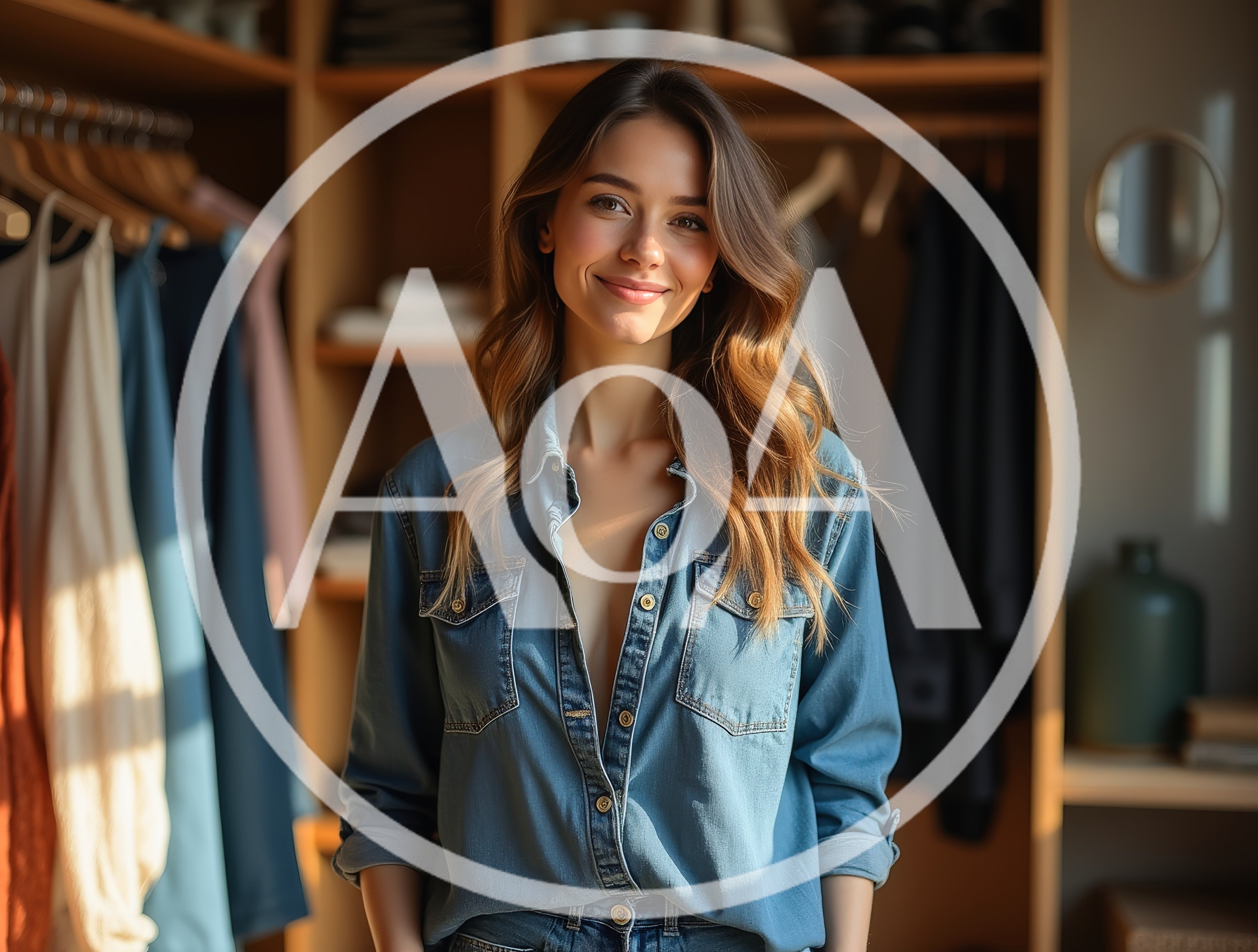 Smiling Woman Standing In A Modern Walk In Closet