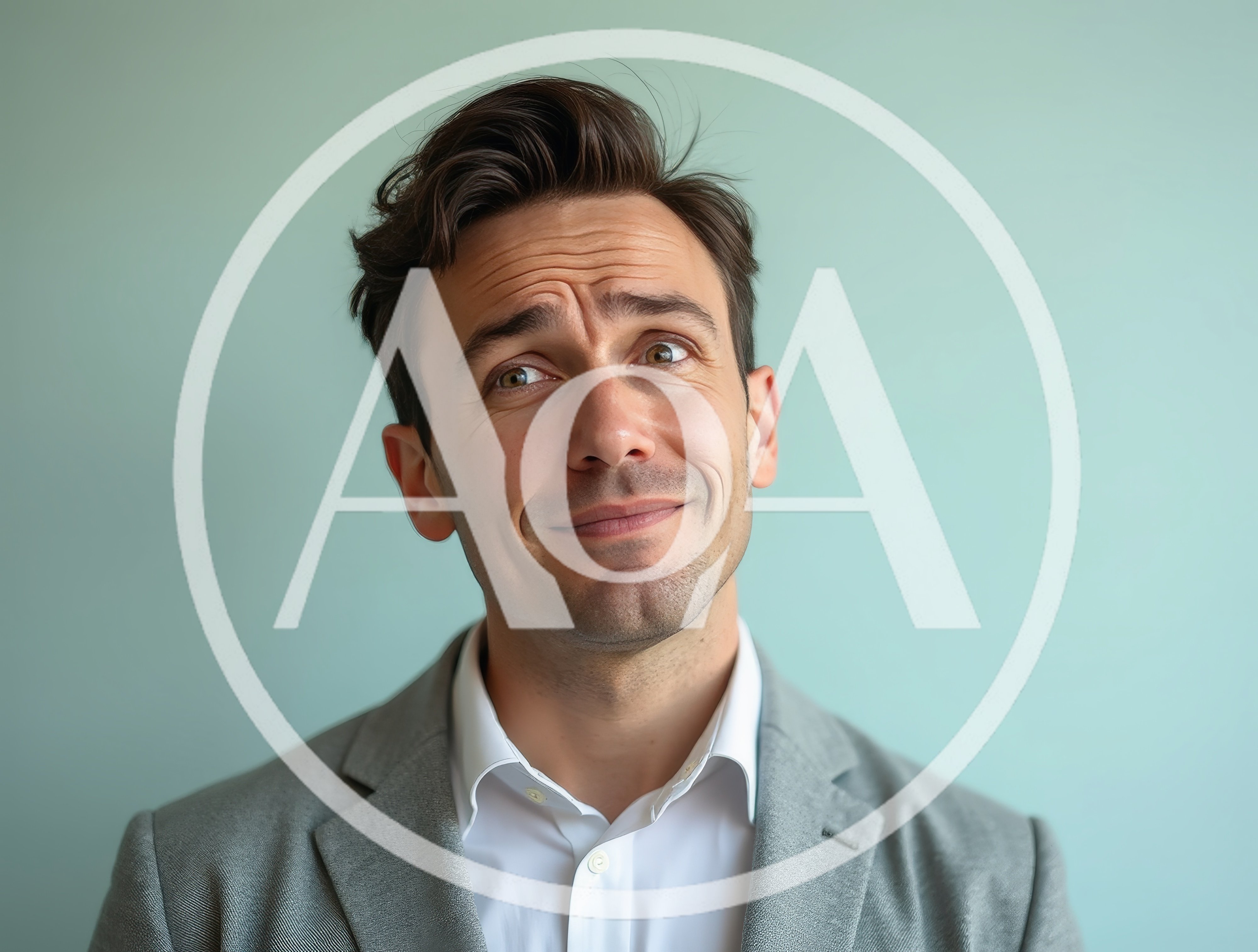 Confused Man With Skeptical Expression Looking Up
