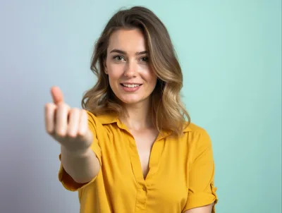 Young Woman Gesturing Come Here With Hand
