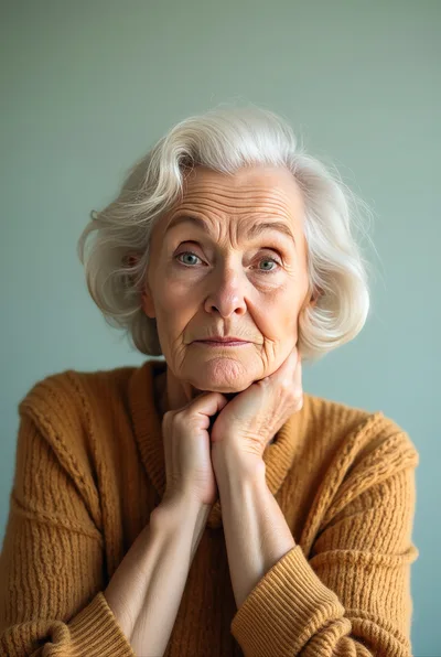 Portrait Of An Elderly Woman With White Hair
