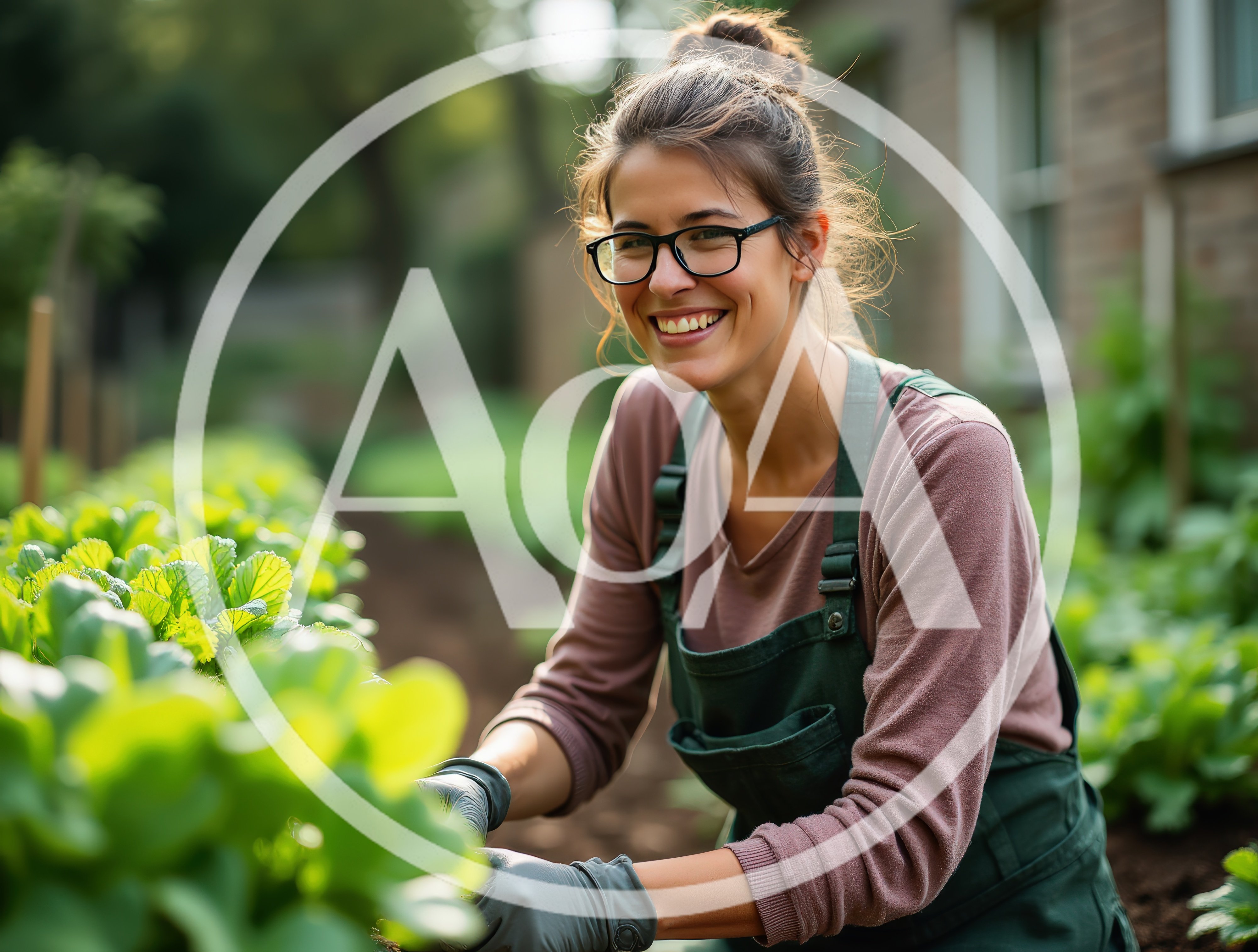 Smiling Woman Gardening In A Vegetable Patch