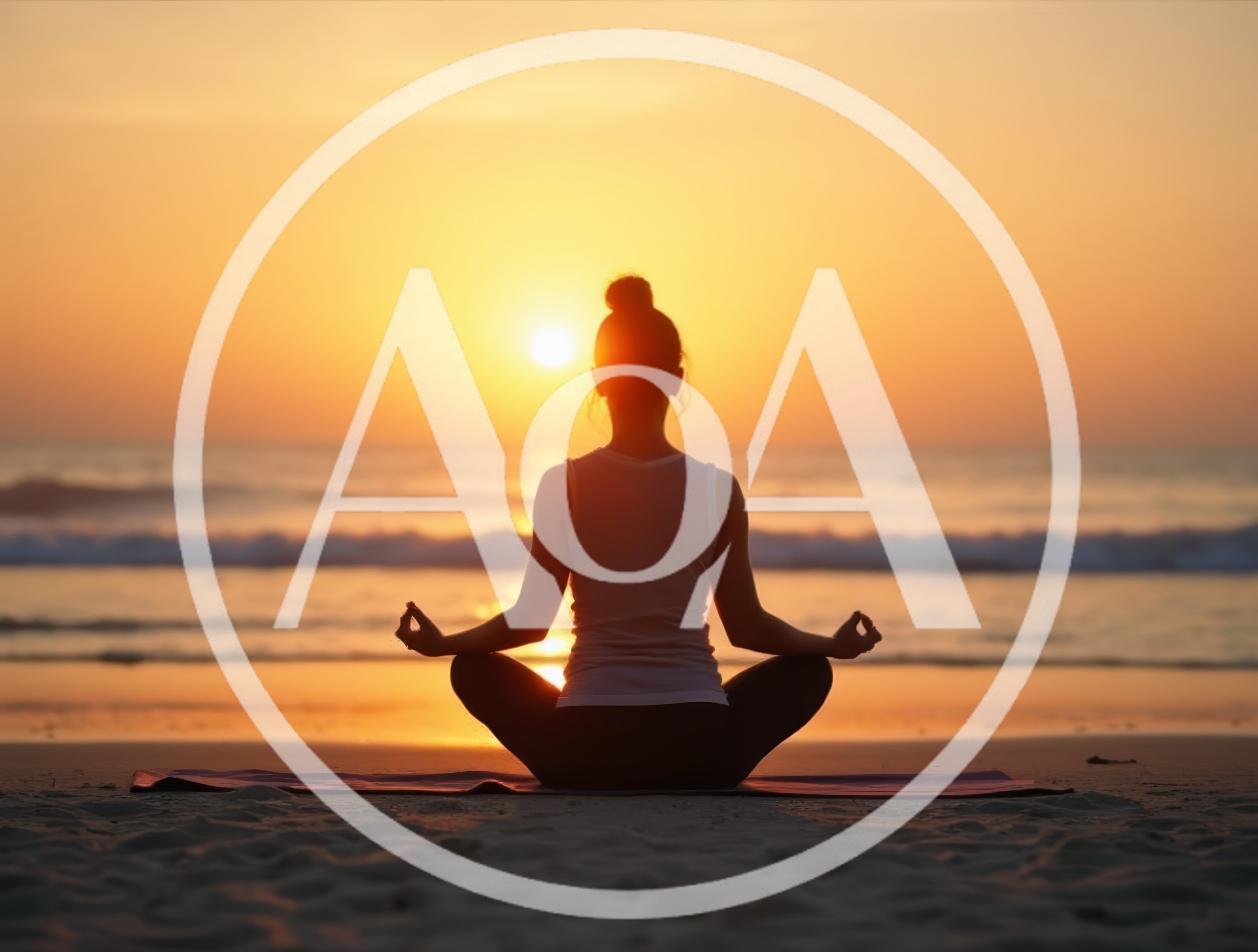 Woman Practicing Yoga Meditation On Beach At Sunset