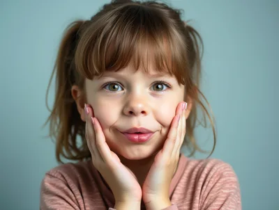 Portrait Of A Young Girl With Pigtails