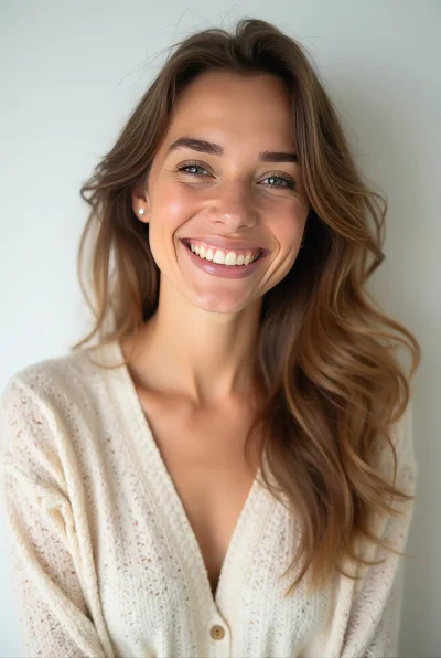 Portrait Of A Smiling Woman With Wavy Hair