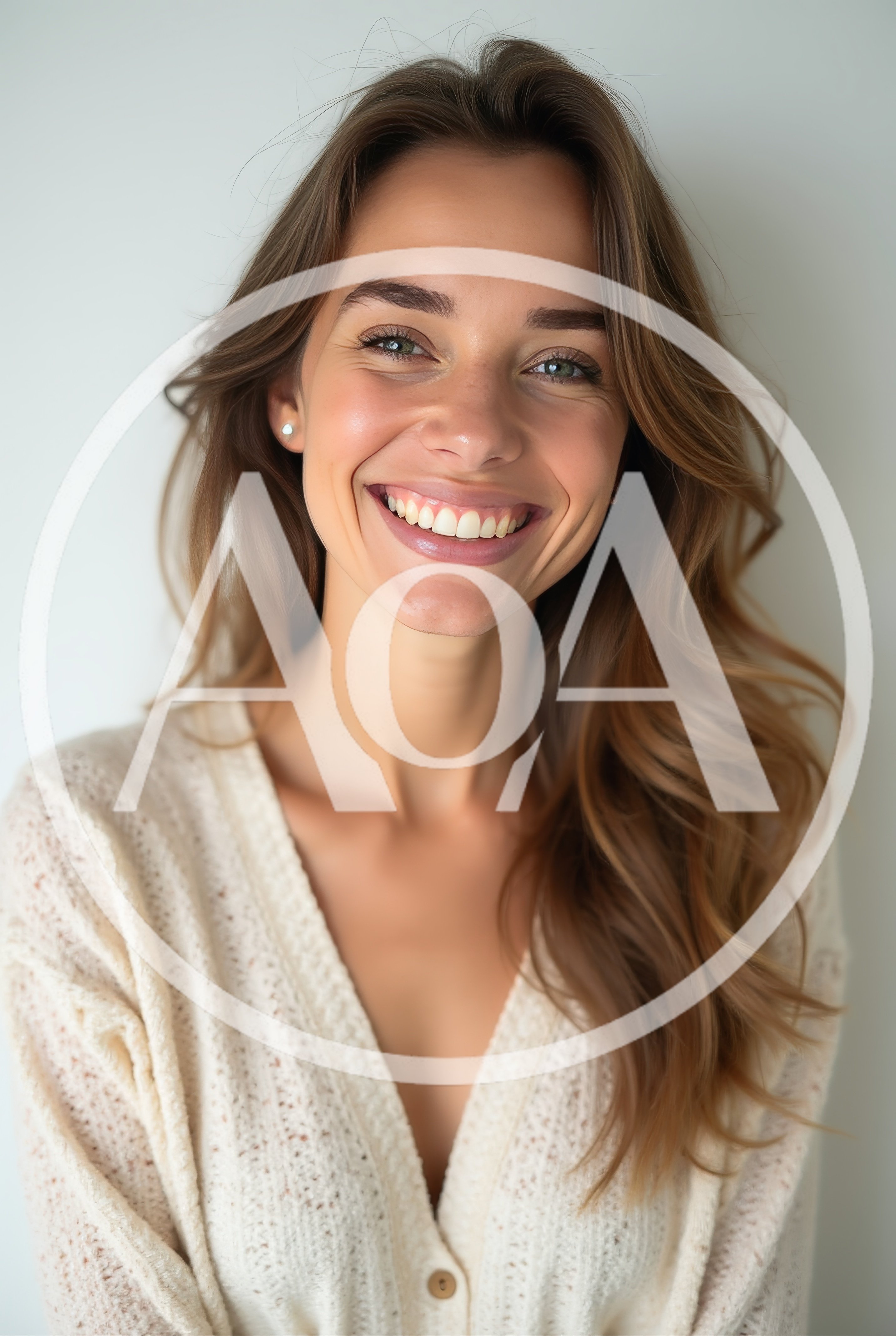 Portrait Of A Smiling Woman With Wavy Hair
