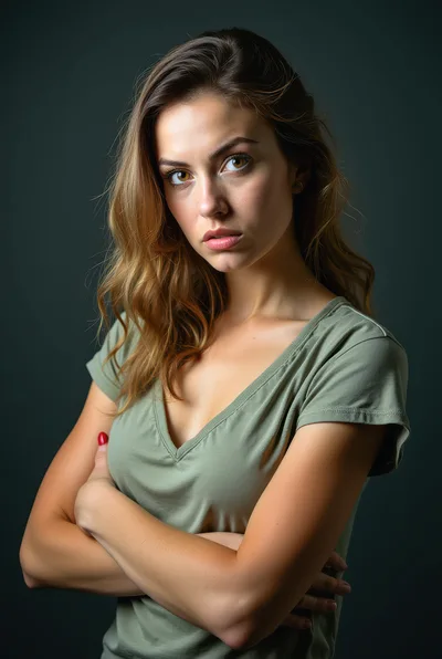 Portrait Of A Young Woman With Crossed Arms