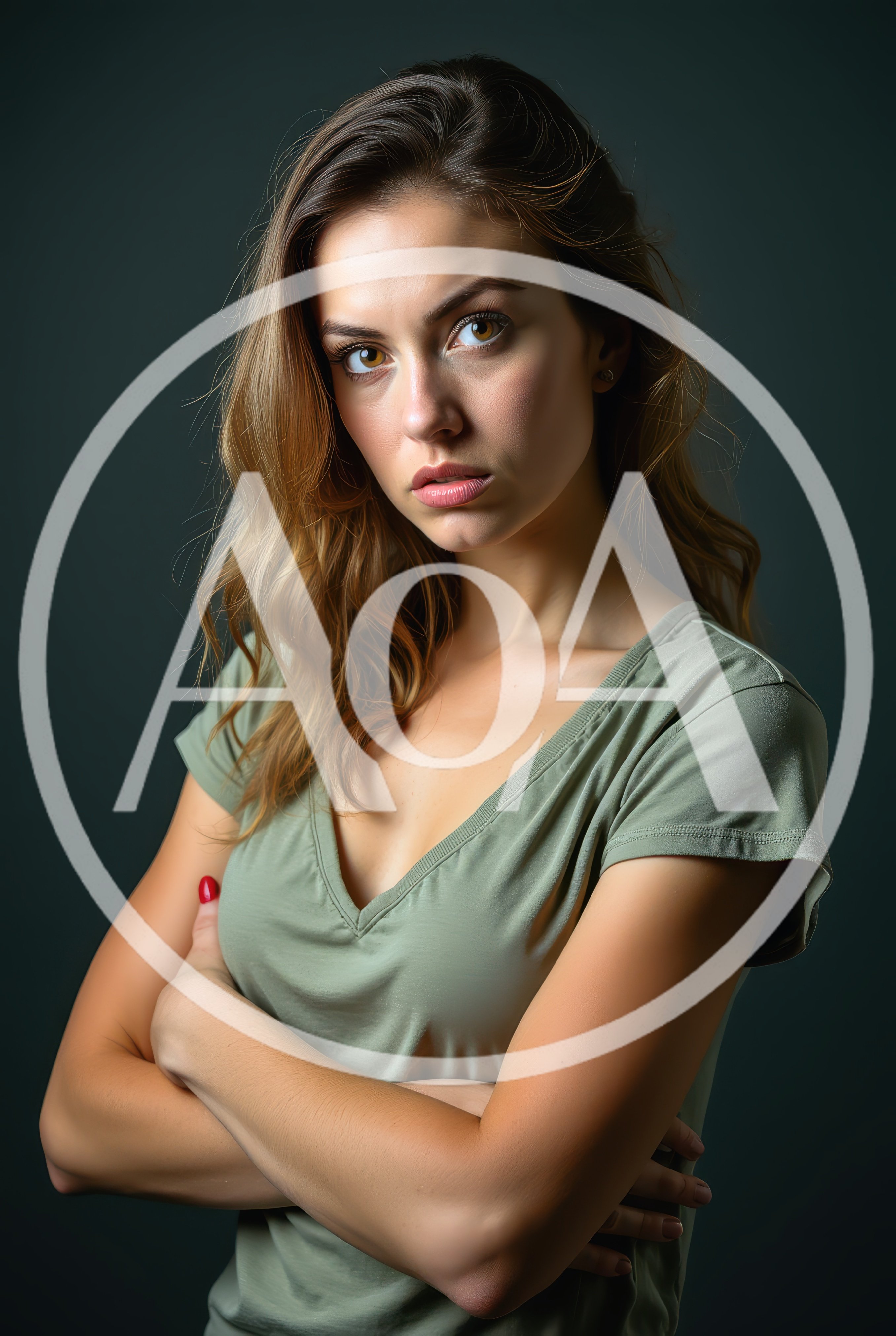Portrait Of A Young Woman With Crossed Arms