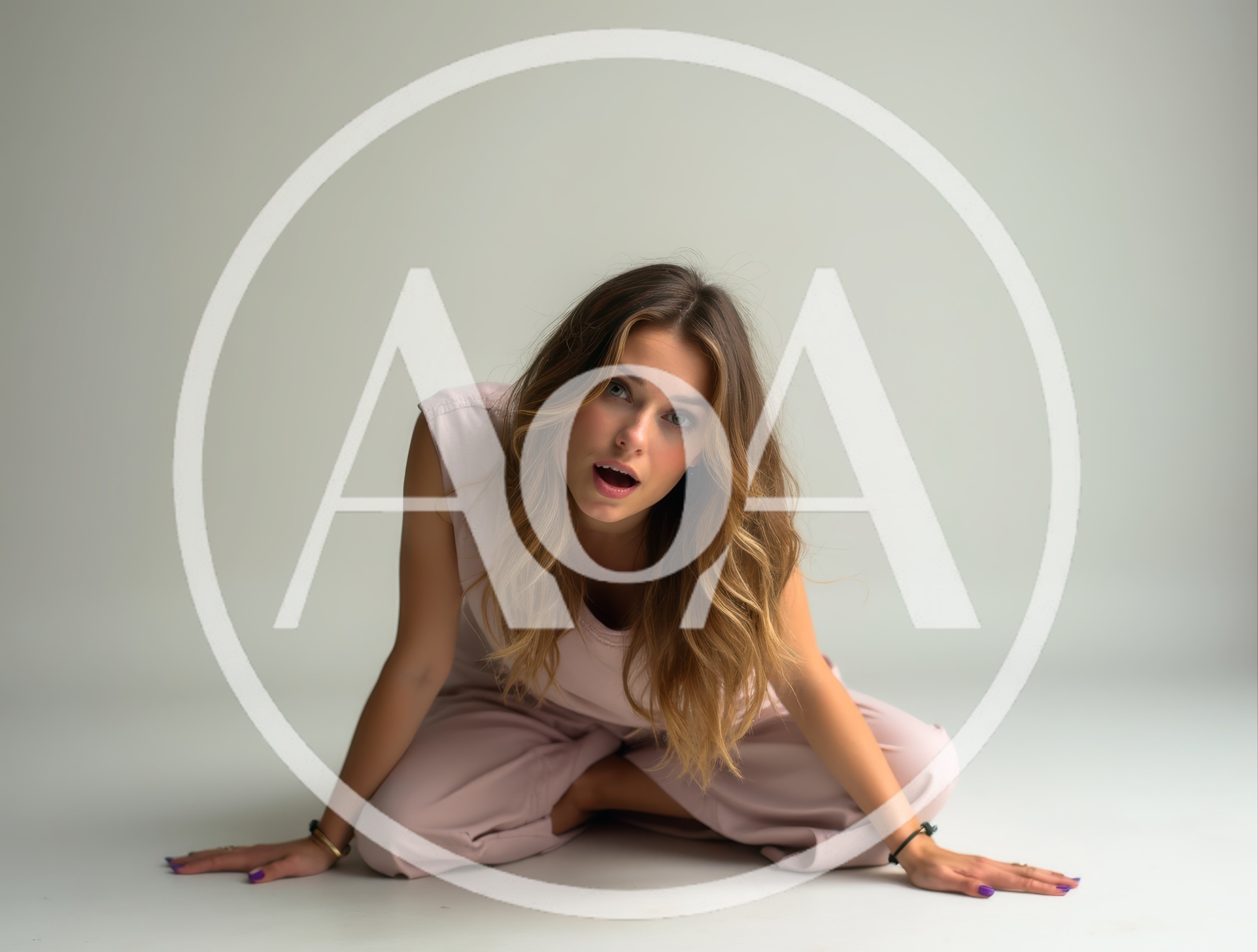 Young Woman Sitting On Floor With Surprised Expression