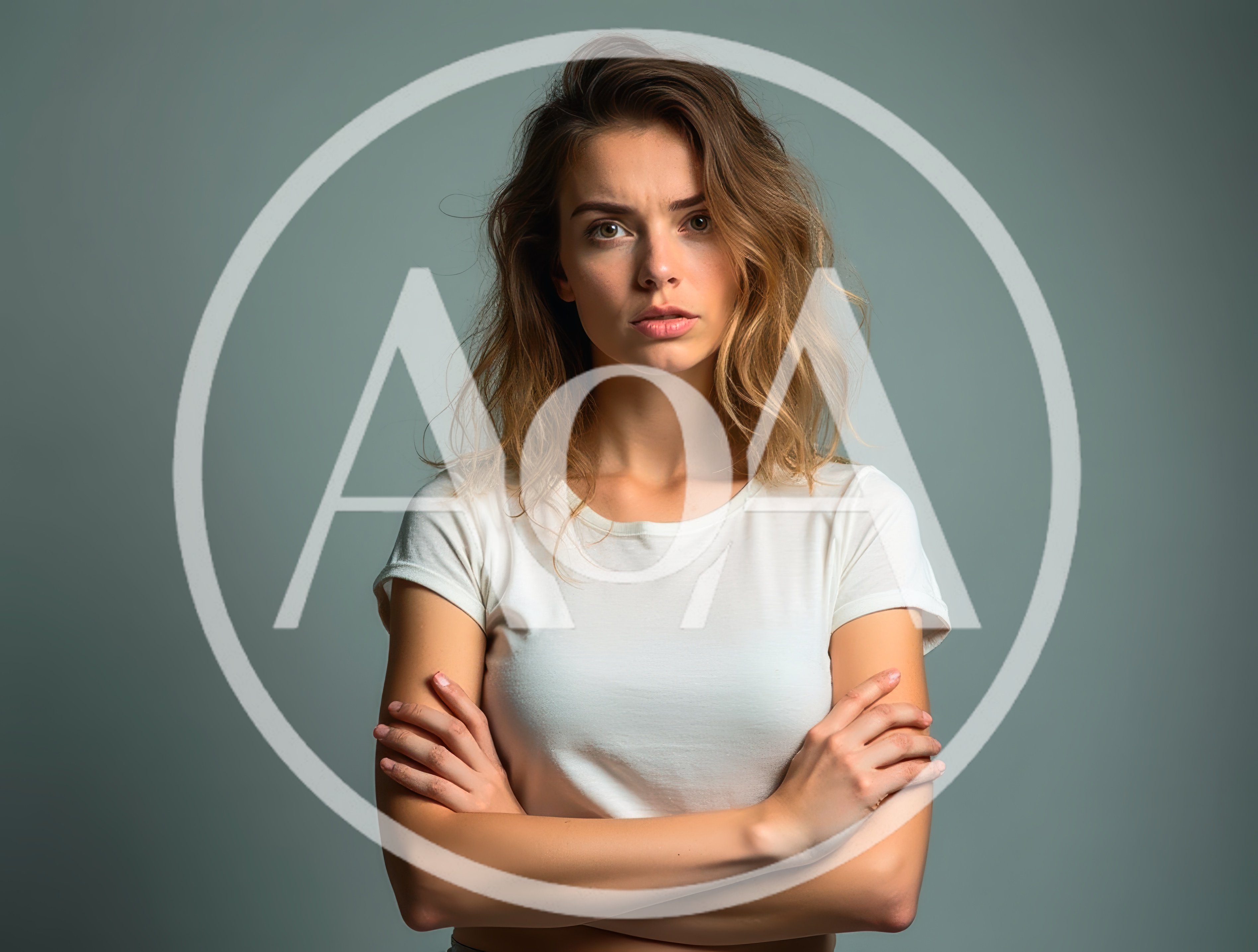 Young Woman With Crossed Arms Looking At Camera