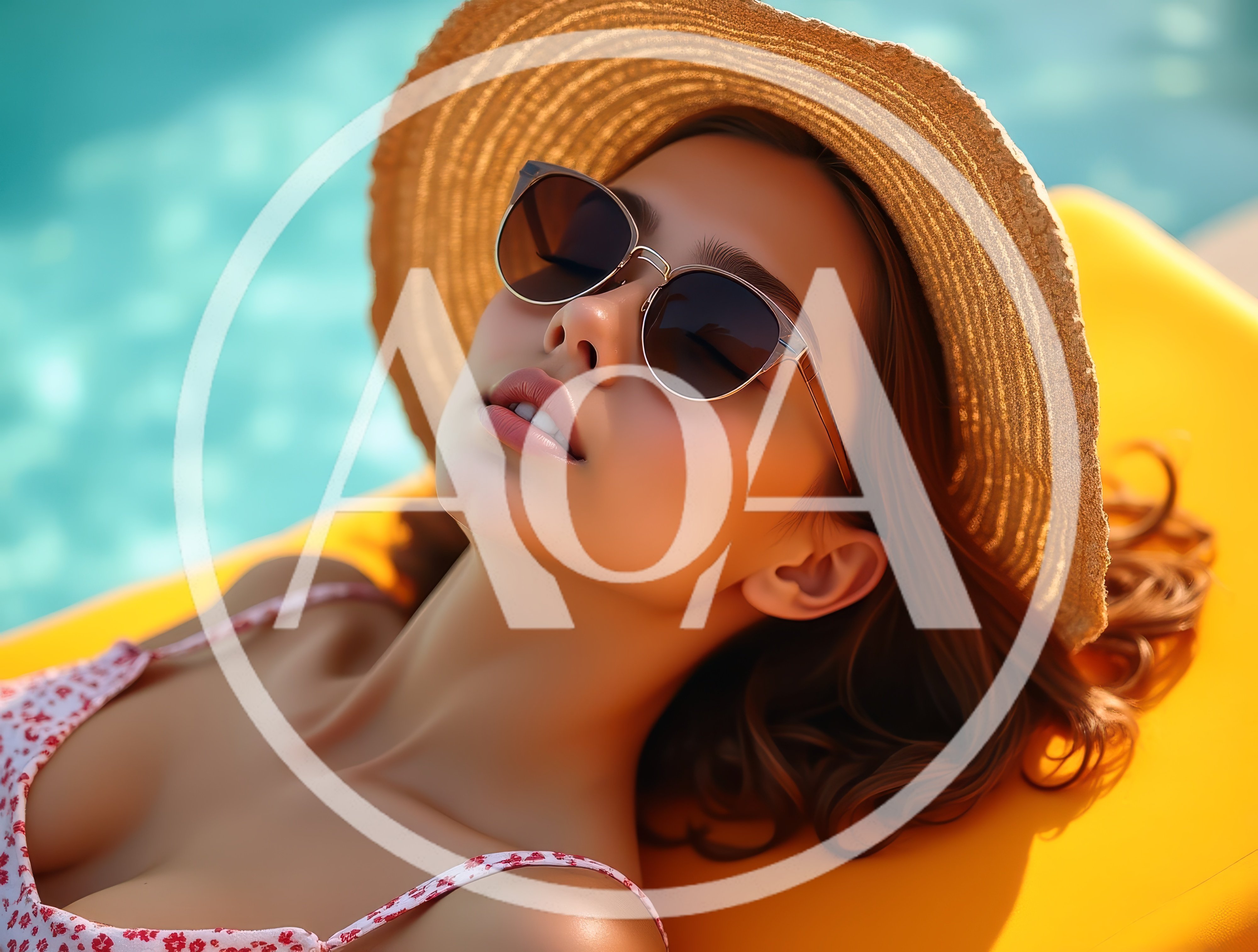Young Woman Relaxing On A Pool Float