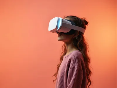 Young Girl Wearing Virtual Reality Headset