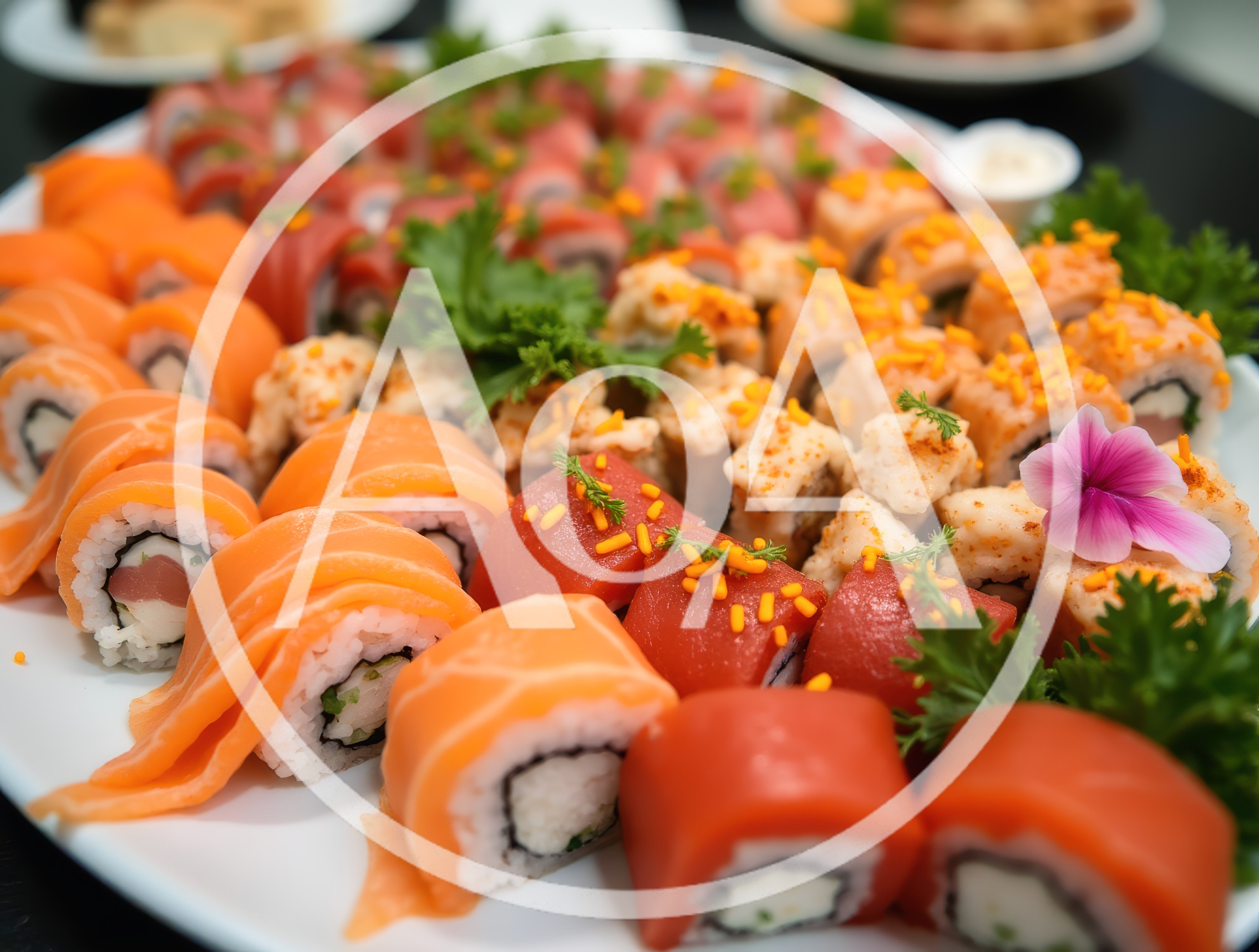 Assorted Sushi Platter With Salmon And Tuna Rolls