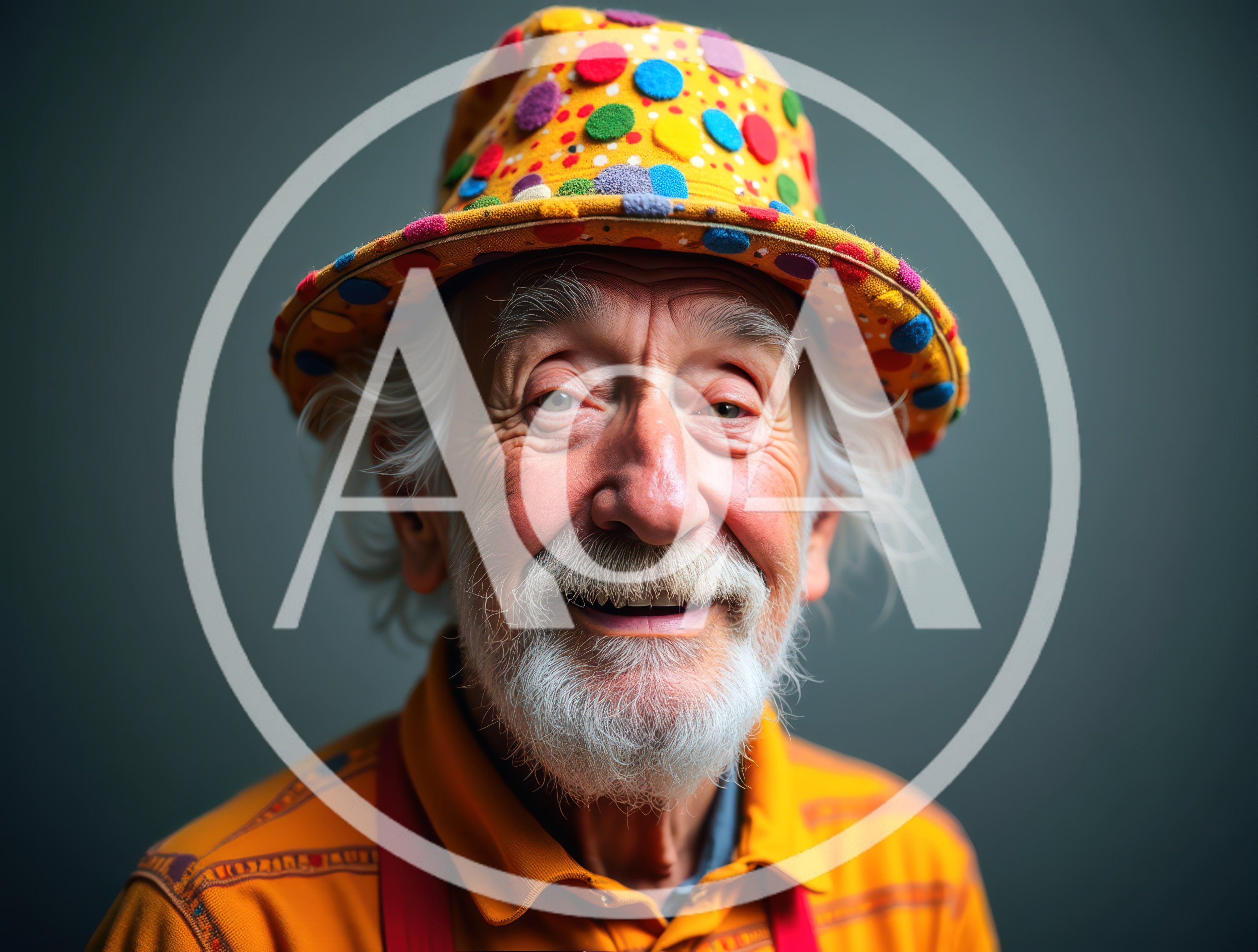 Portrait Of A Cheerful Elderly Man Wearing Polka Dot Hat