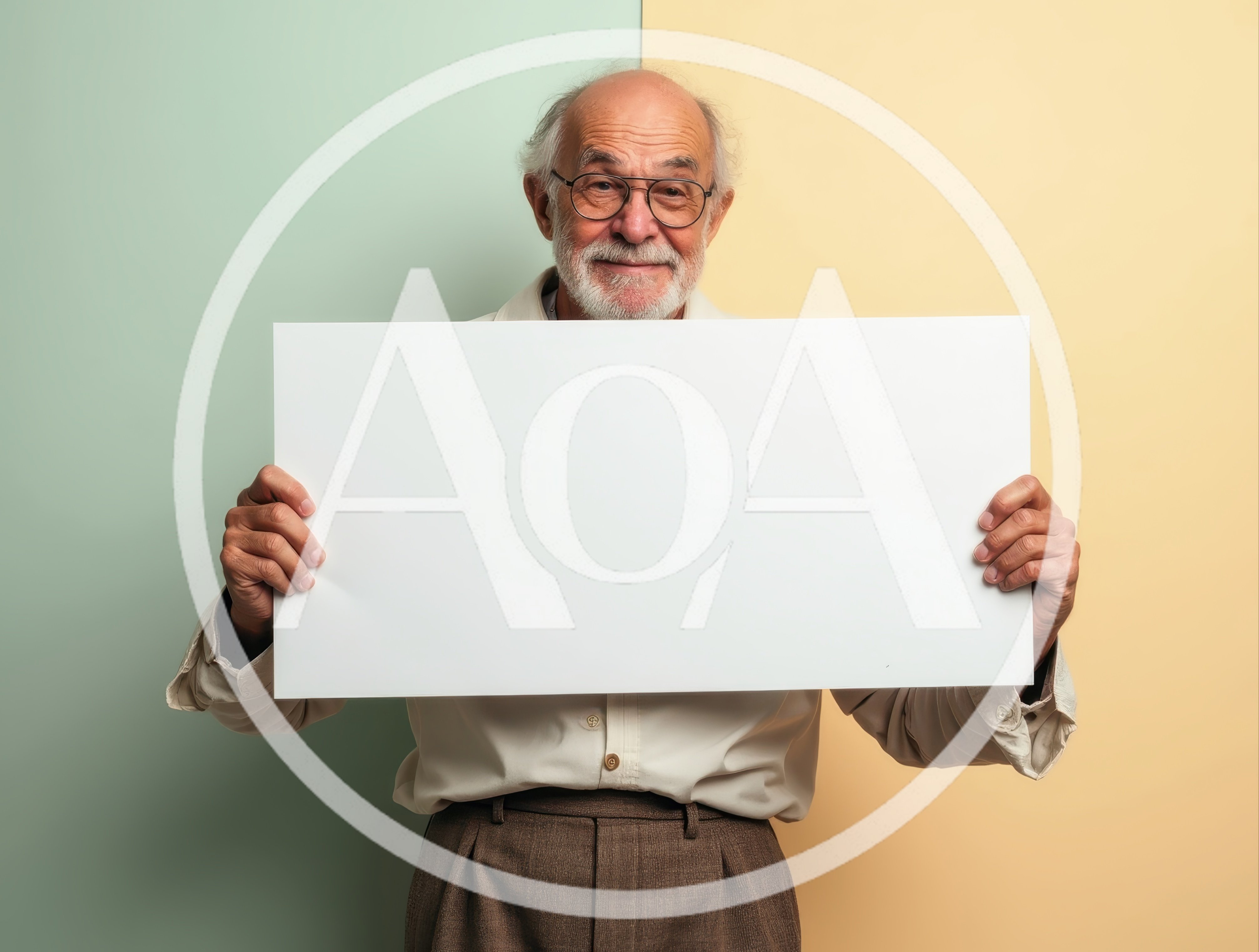 Senior Man Holding Blank White Sign