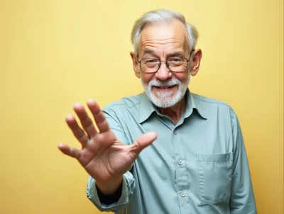 Elderly Man Gesturing Stop With Hand