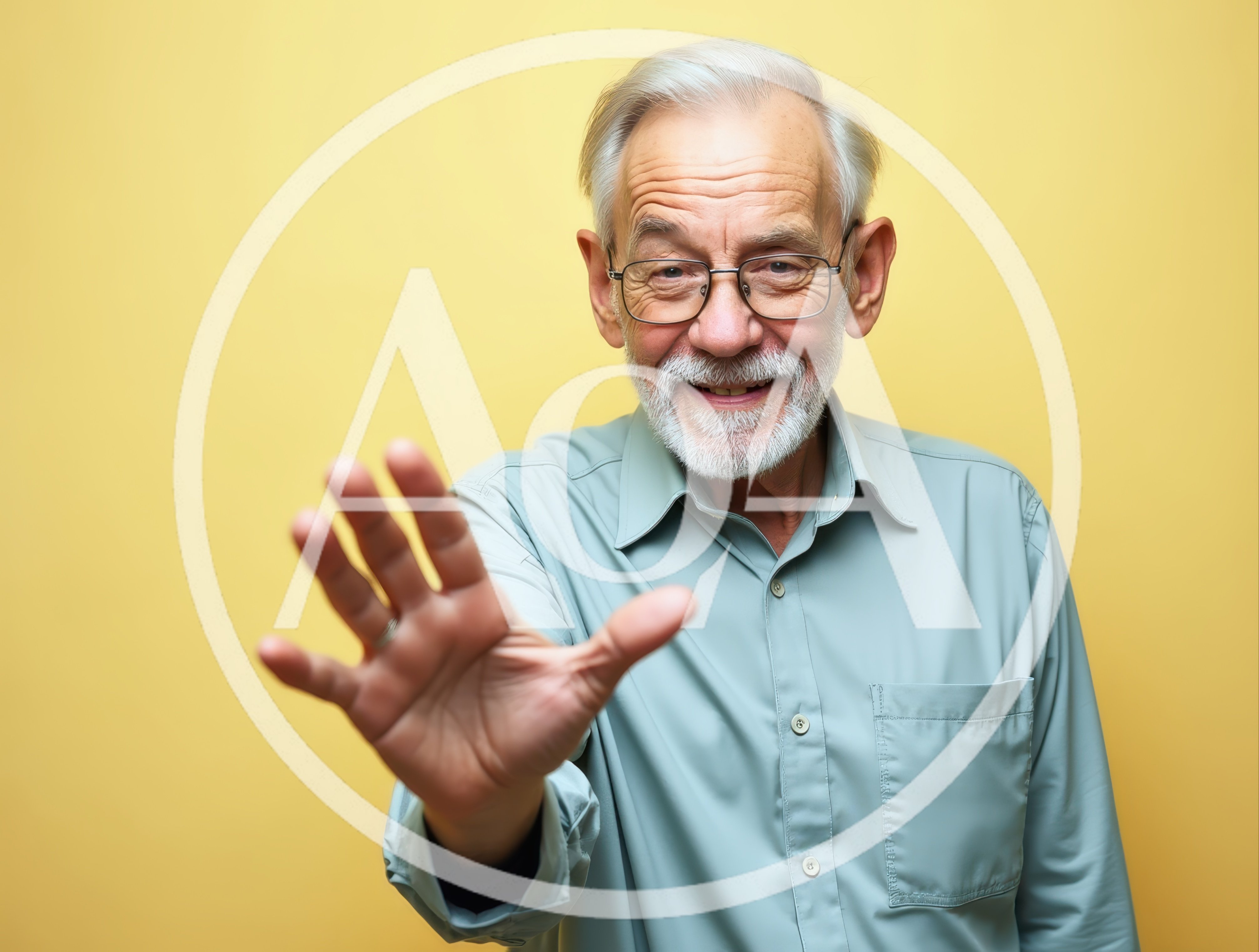 Elderly Man Gesturing Stop With Hand