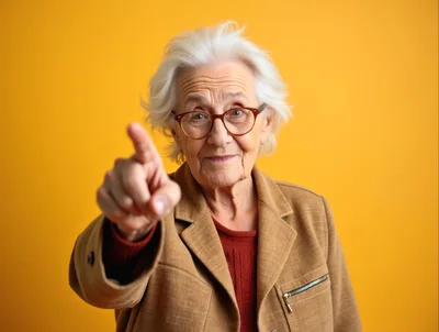 Elderly Woman Pointing Directly At The Camera