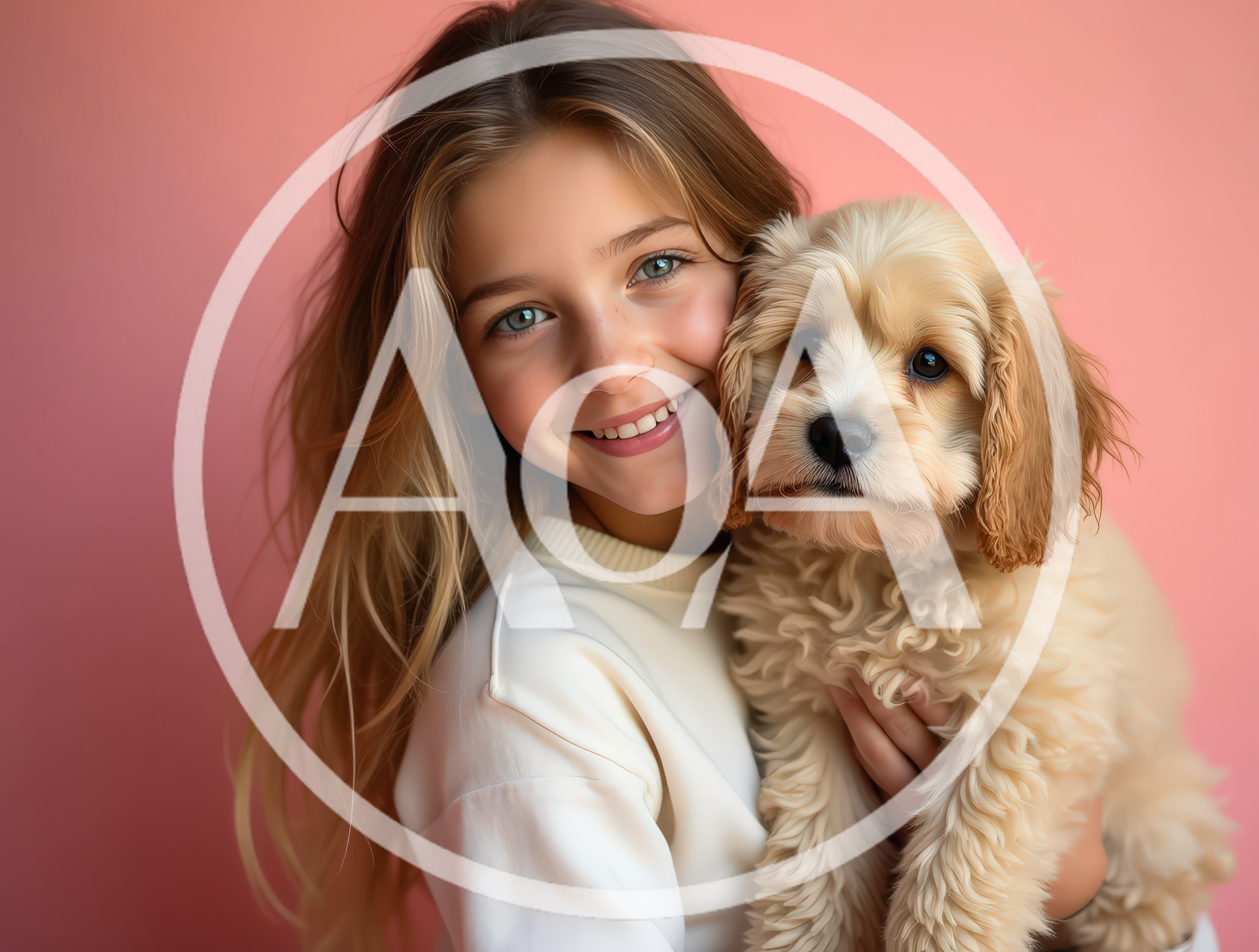 Young Girl Holding A Fluffy Puppy