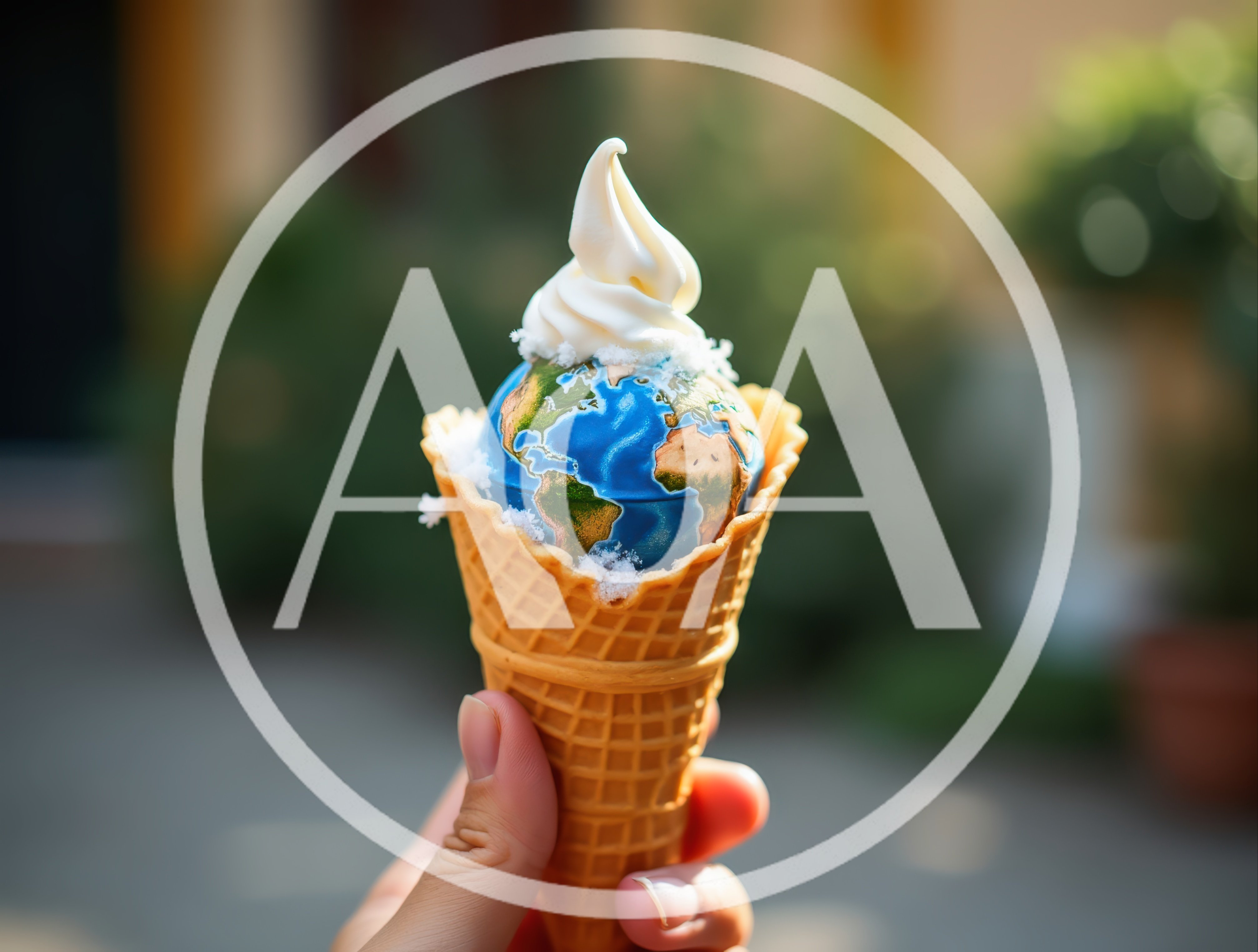 Hand Holding A Globe Shaped Ice Cream Cone