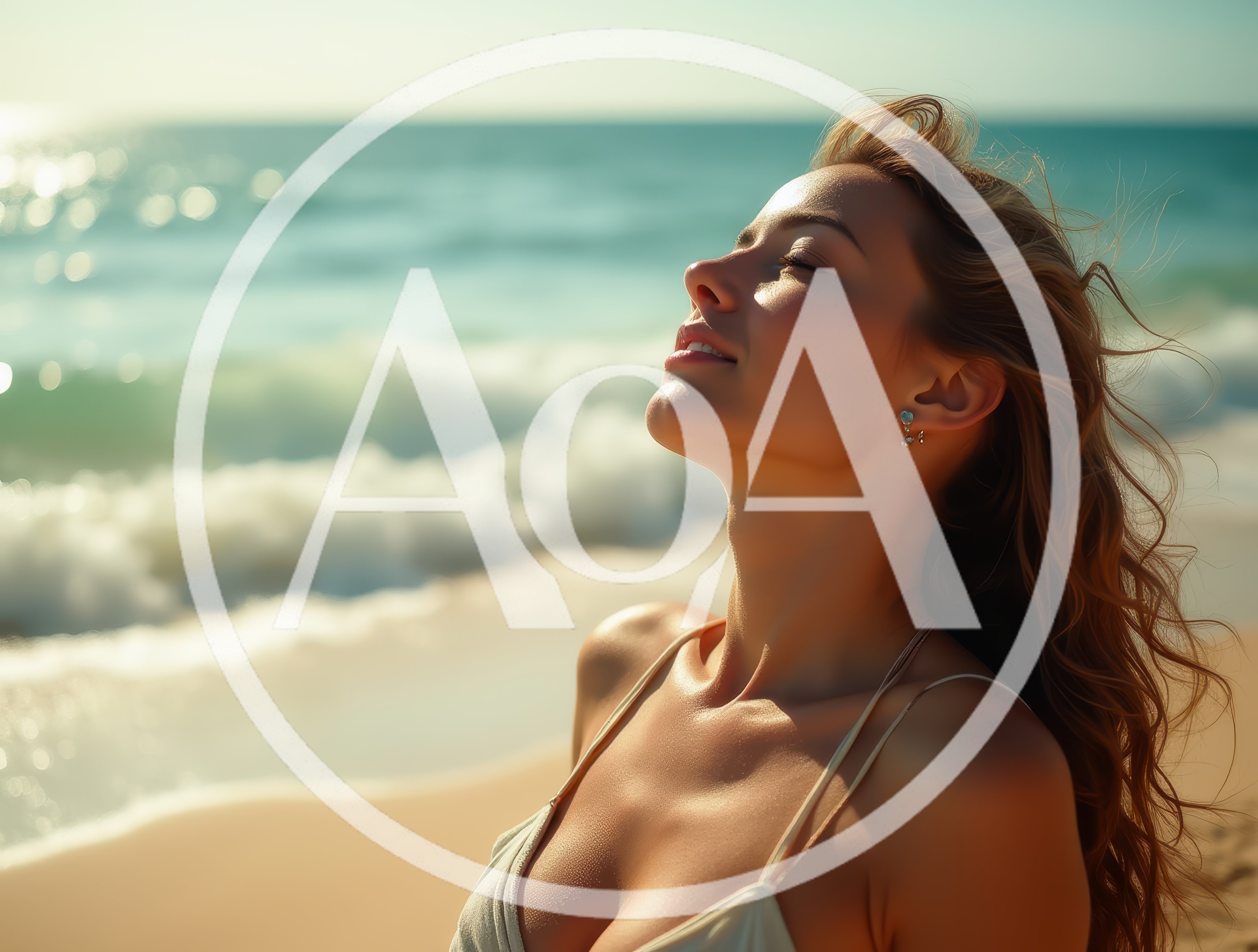 Young Woman Enjoying Sunlight On A Tropical Beach