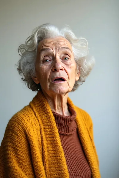 Portrait Of An Elderly Woman With Surprised Expression