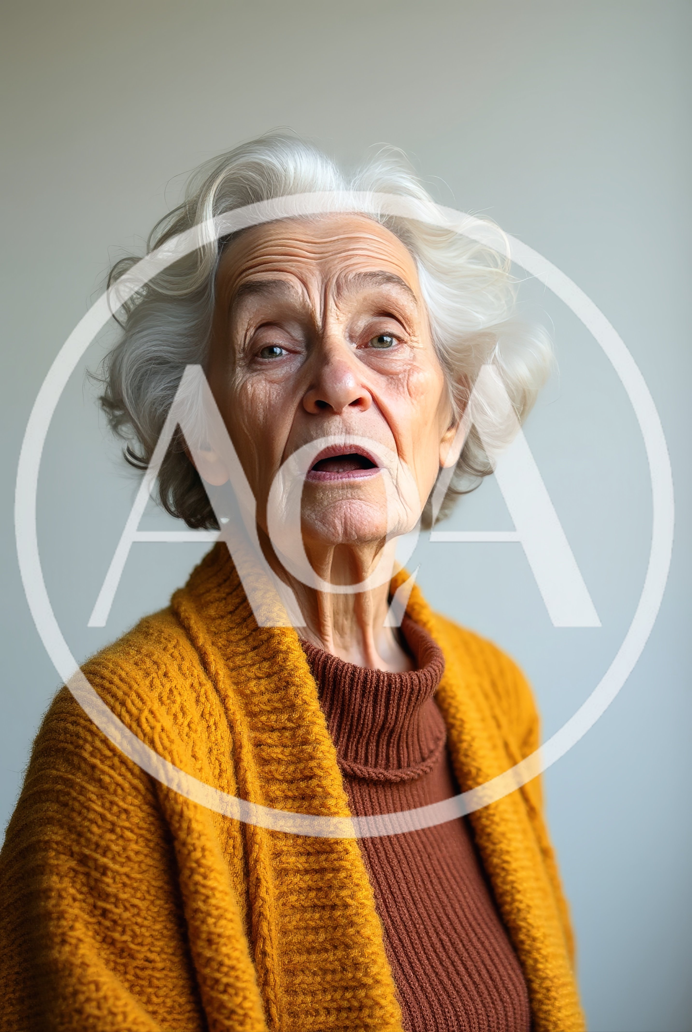 Portrait Of An Elderly Woman With Surprised Expression