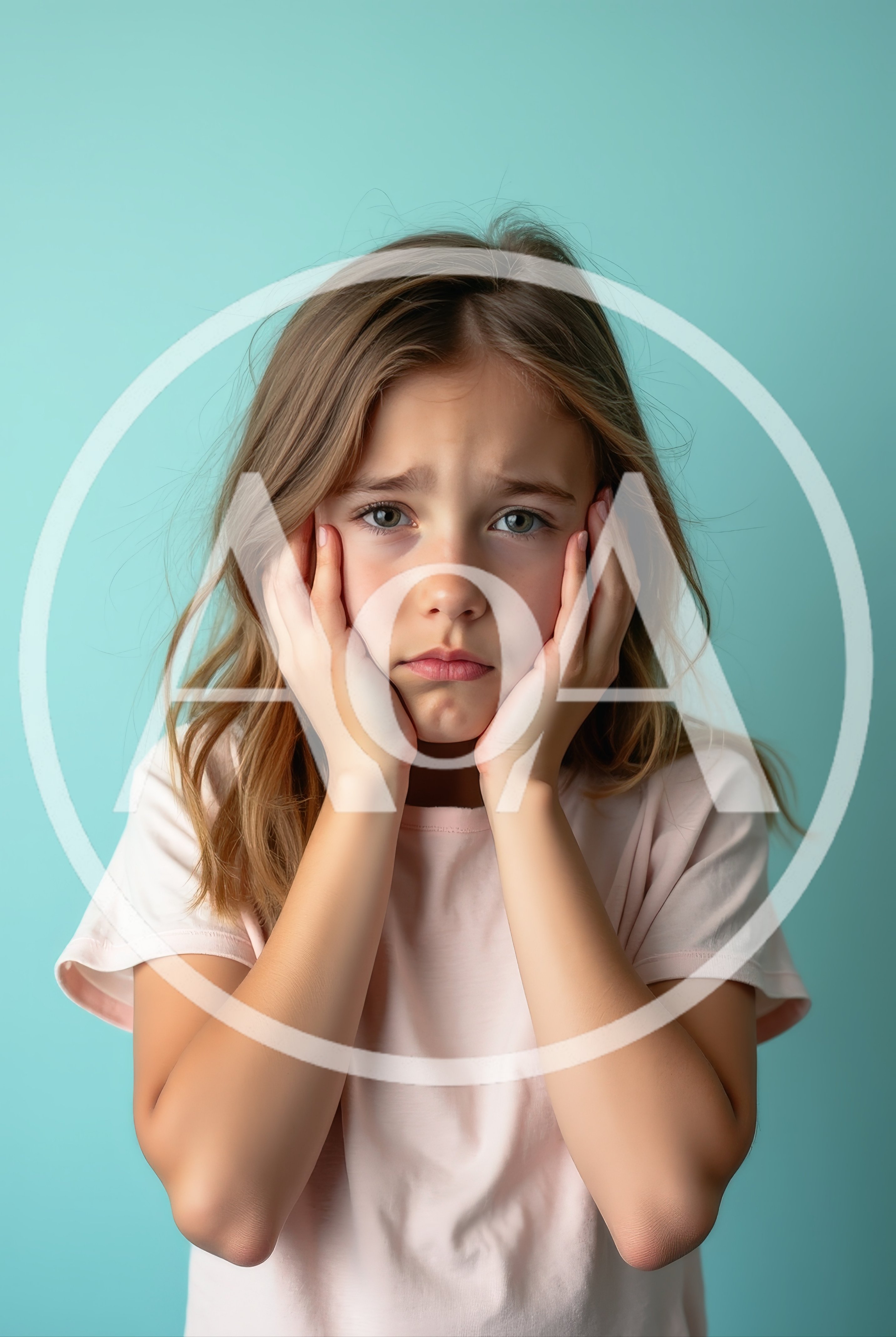 Sad Young Girl Holding Her Face With Both Hands