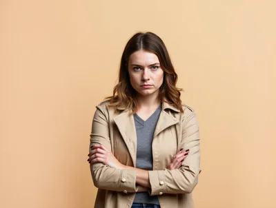 Upset Young Woman With Crossed Arms