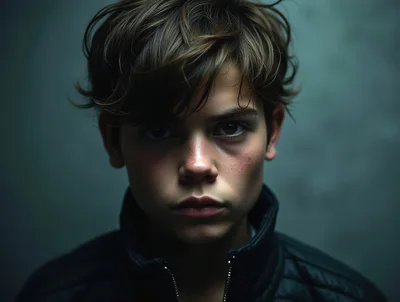 Portrait Of A Serious Young Boy