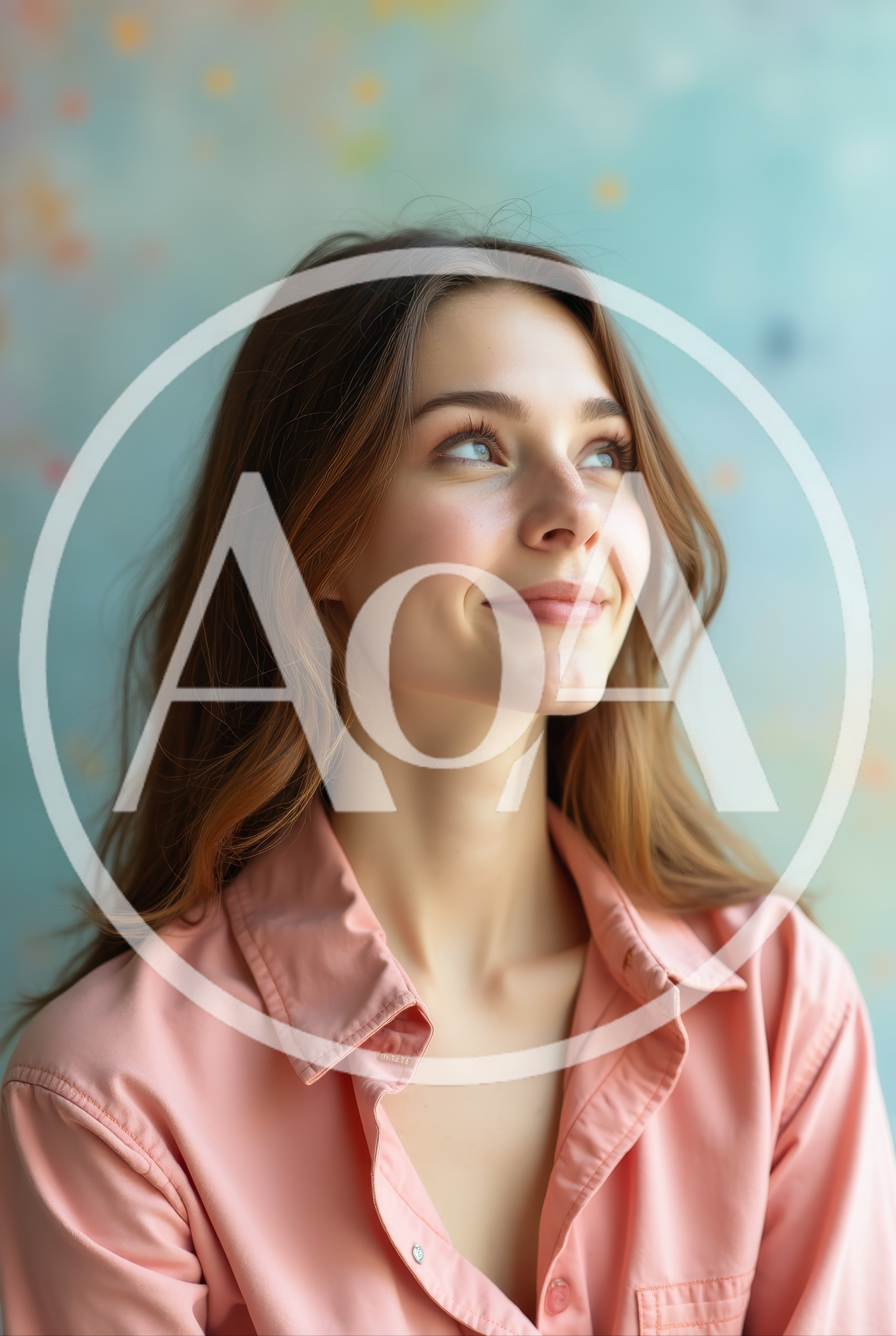 Young Woman Looking Upwards With A Gentle Smile