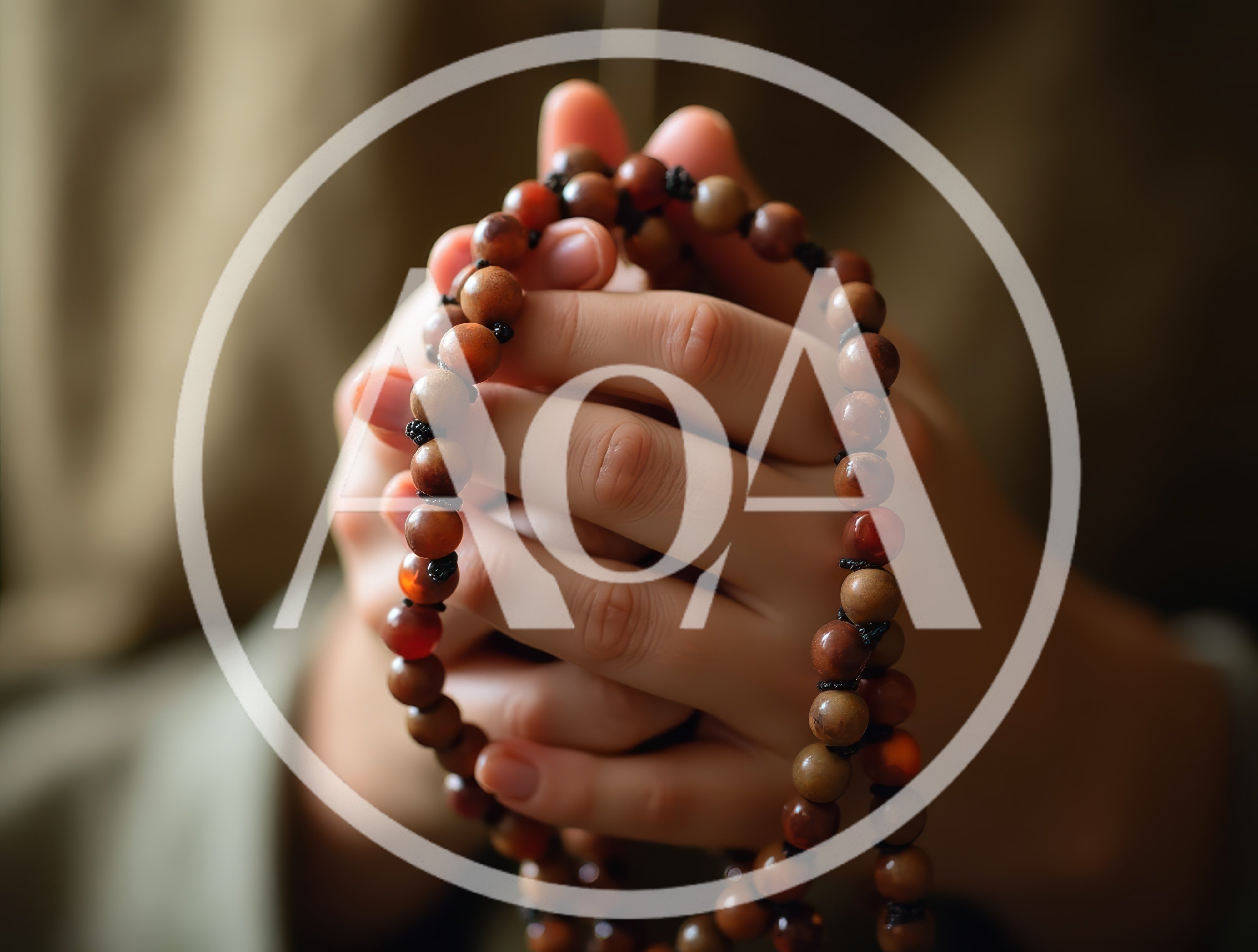 Close Up Of Hands Holding Prayer Beads
