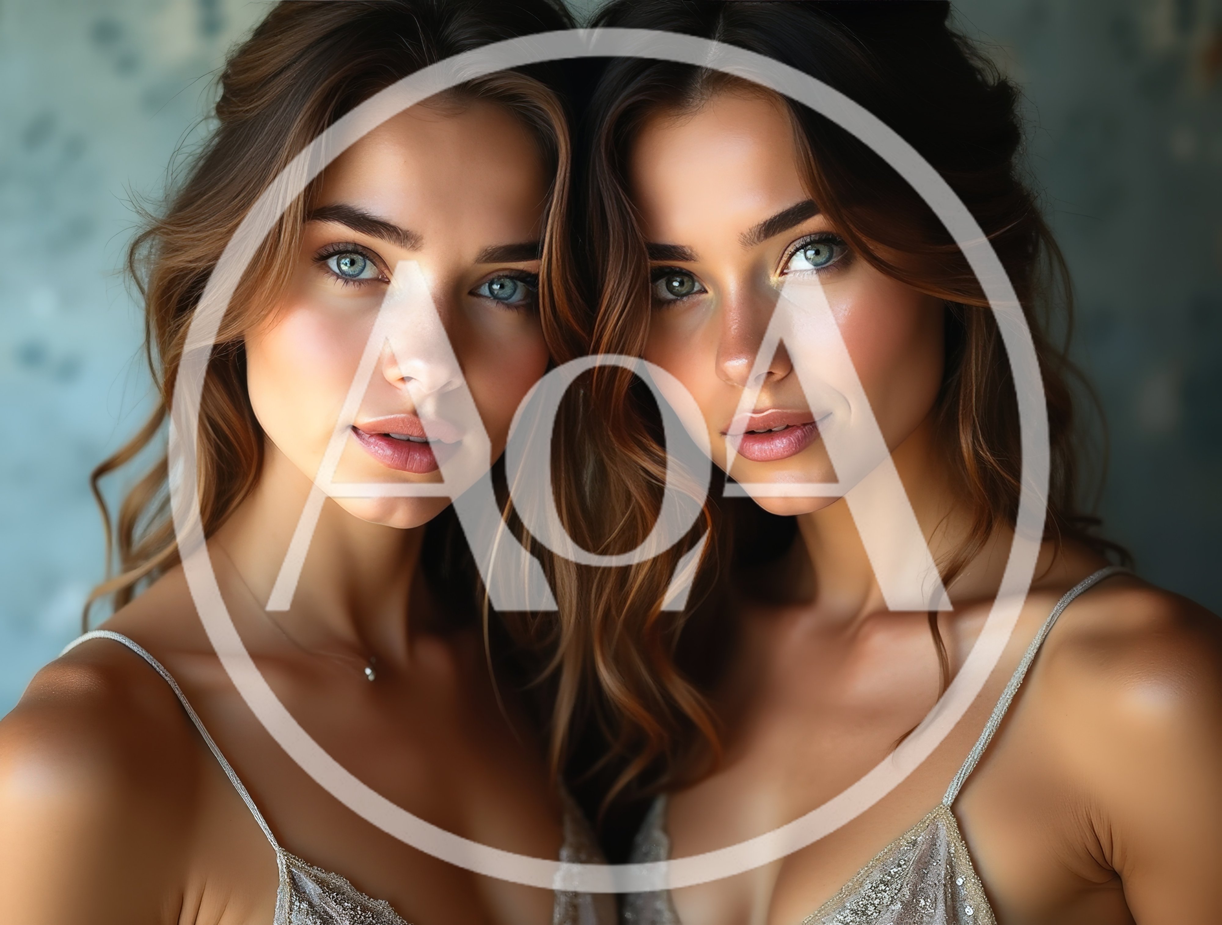Portrait Of Two Beautiful Identical Twin Sisters