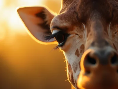 Close Up Portrait Of A Giraffe Face