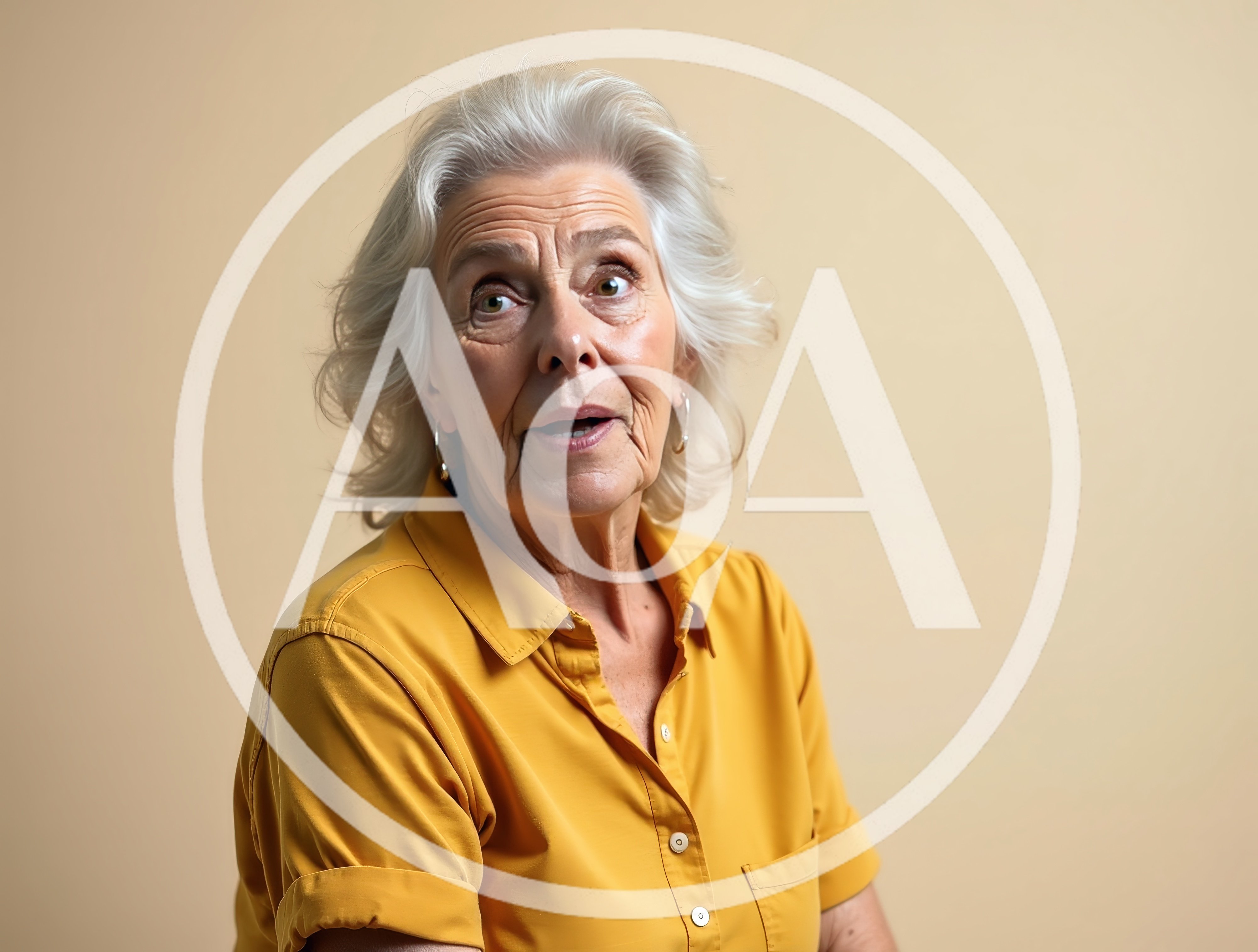Surprised Senior Woman Looking Away In Studio