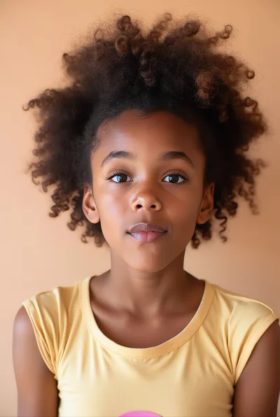 Portrait Of A Young Girl With Curly Hair