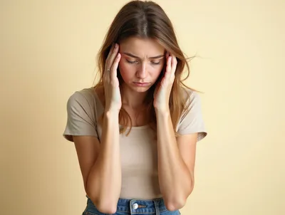 Young Woman Suffering From A Severe Headache