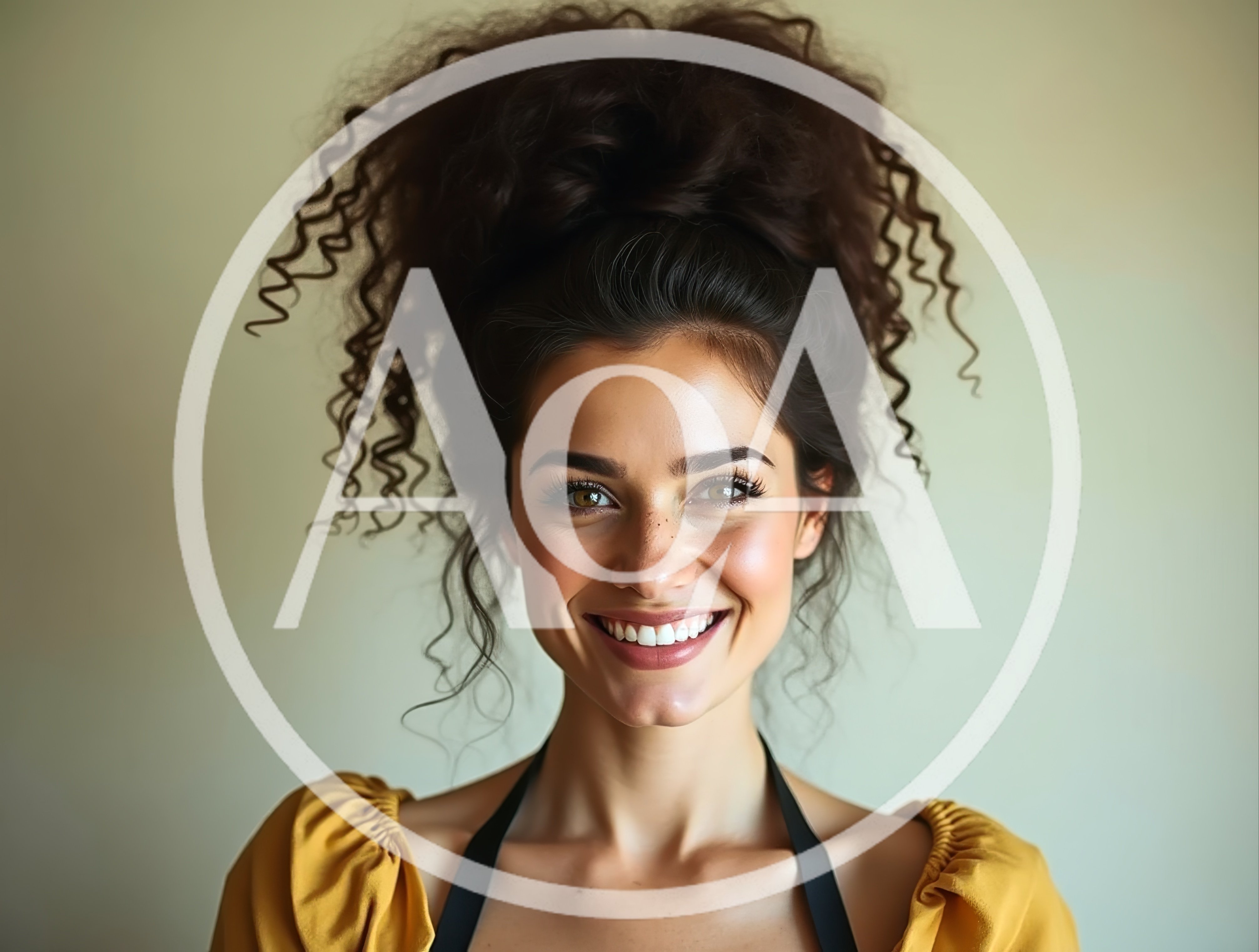 Portrait Of A Smiling Woman With Curly Hair