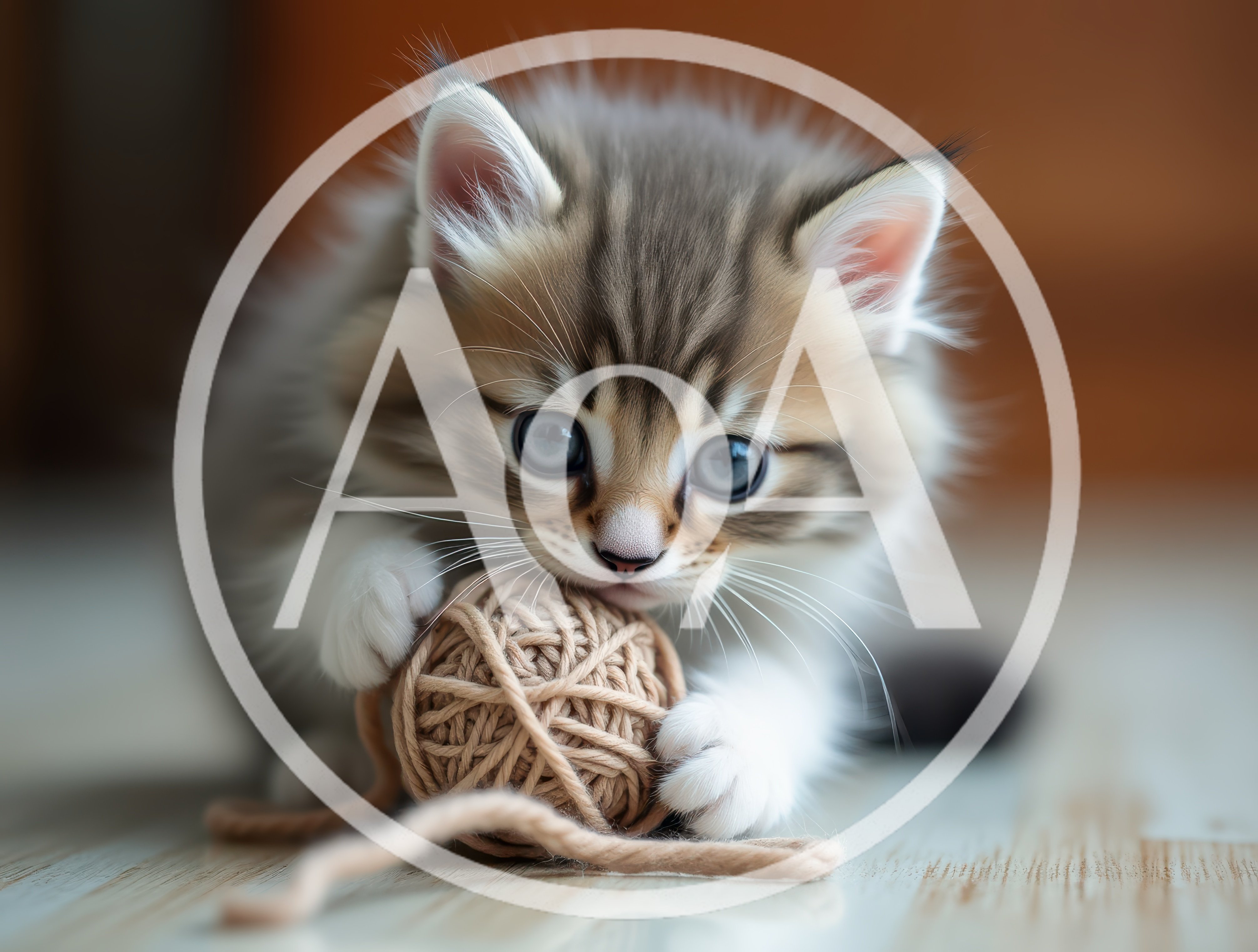 Fluffy Kitten Playing With A Ball Of Yarn