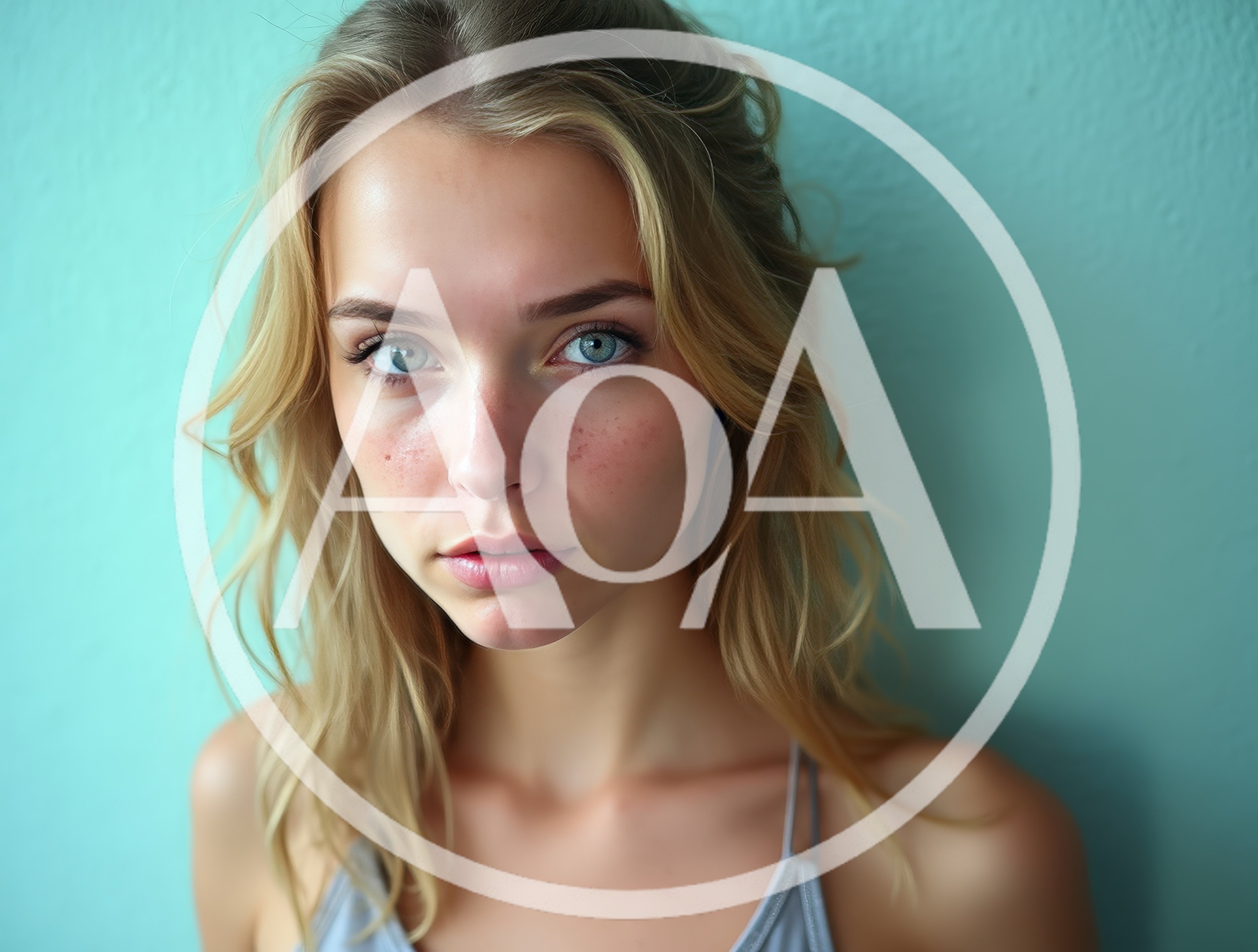 Portrait Of A Young Blonde Woman With Blue Eyes