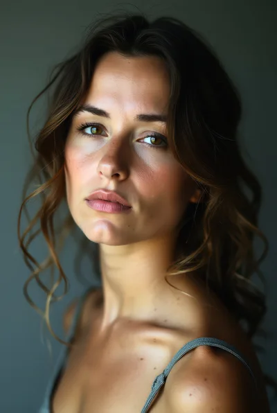 Portrait Of A Young Woman With Wavy Brown Hair