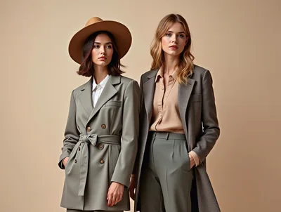 Two Fashionable Women Posing In Professional Business Attire
