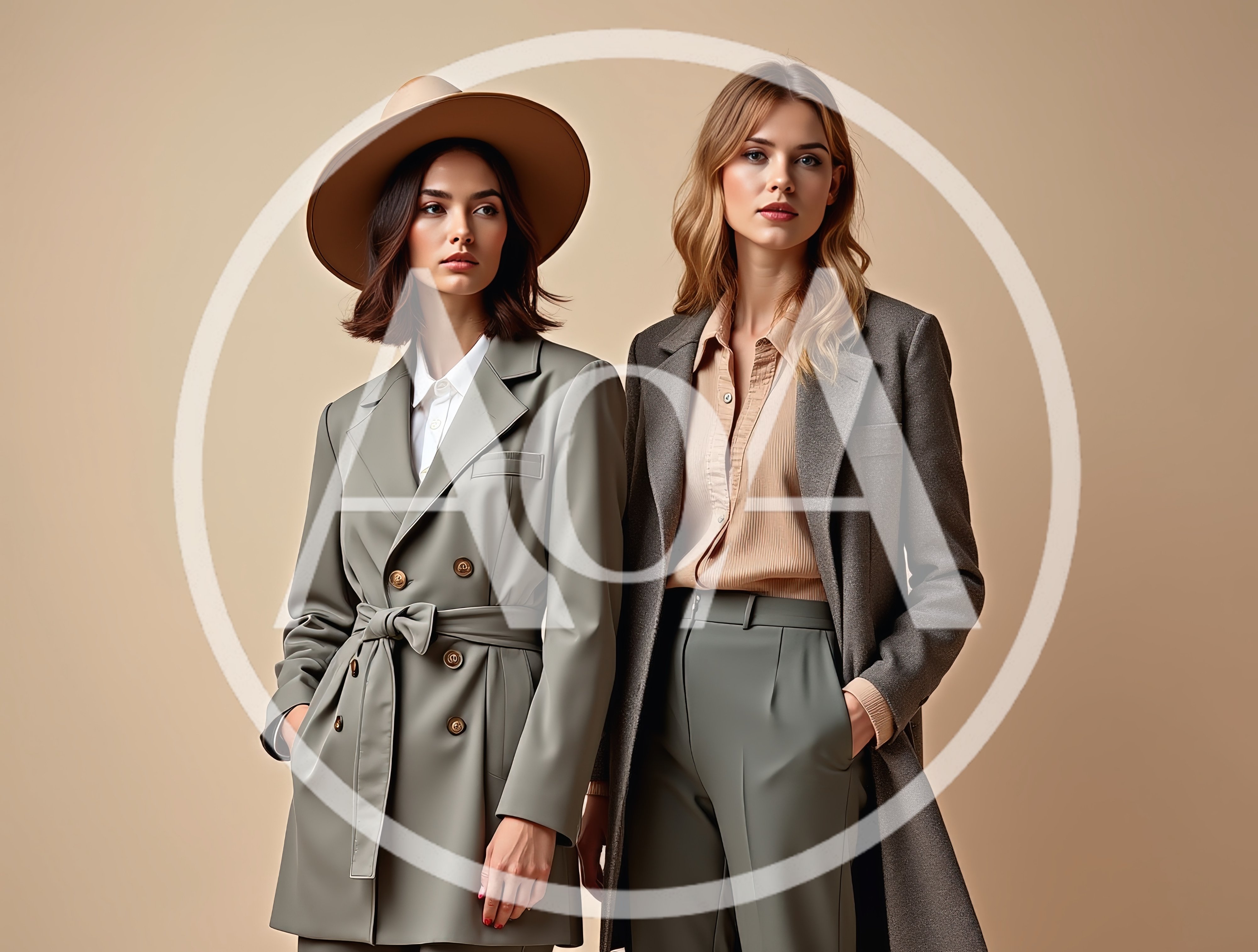 Two Fashionable Women Posing In Professional Business Attire