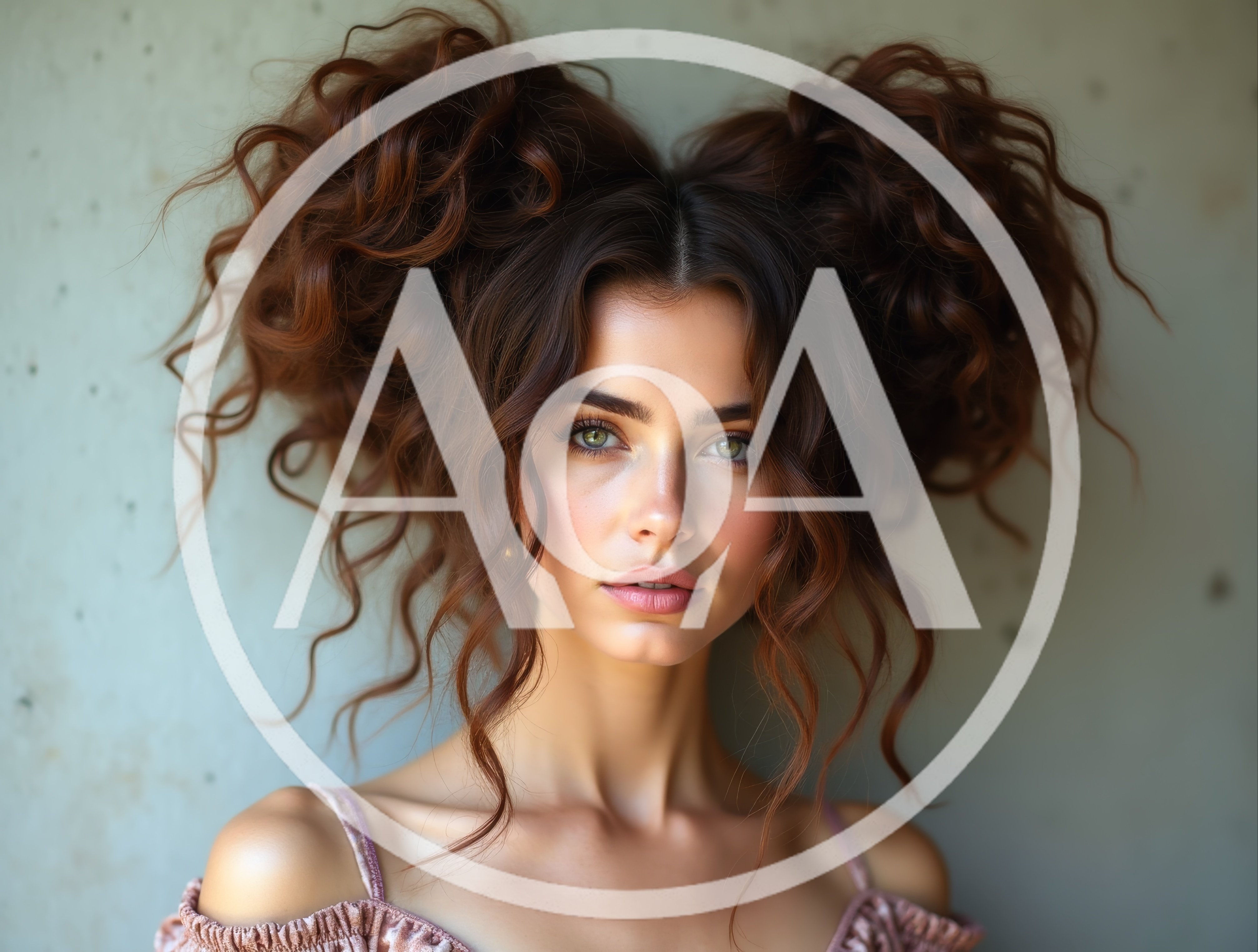 Portrait Of A Young Woman With Curly Pigtails
